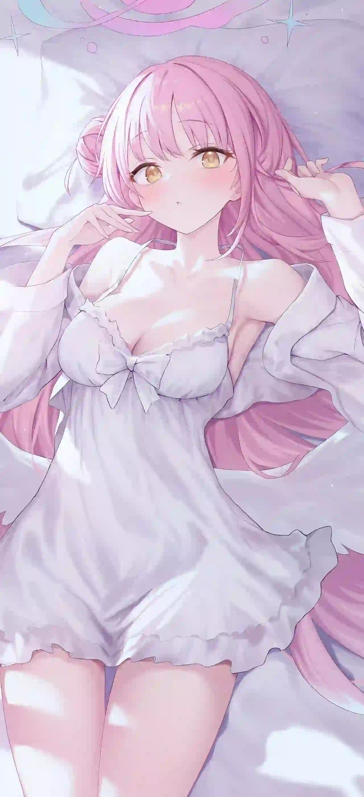 动漫女孩 二次元 吊带女孩 粉红色头发 白色裙子
