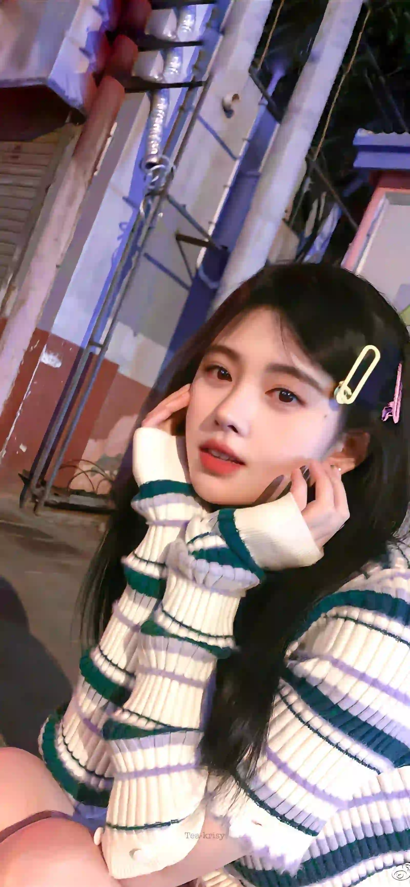 鞠婧祎 长发清纯美女 毛线衣服