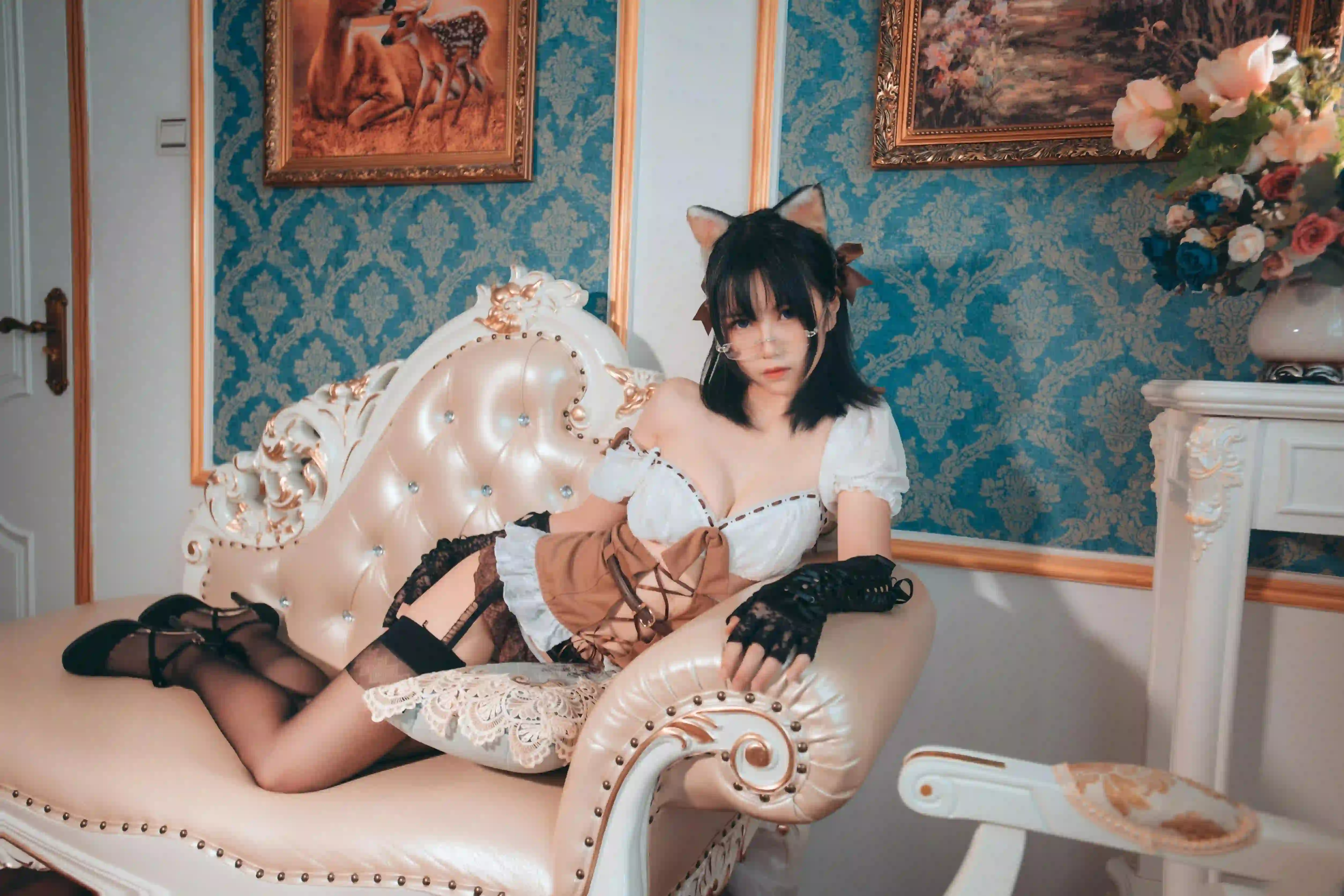 长腿黑丝美女 cosplay 猫耳女孩 古典