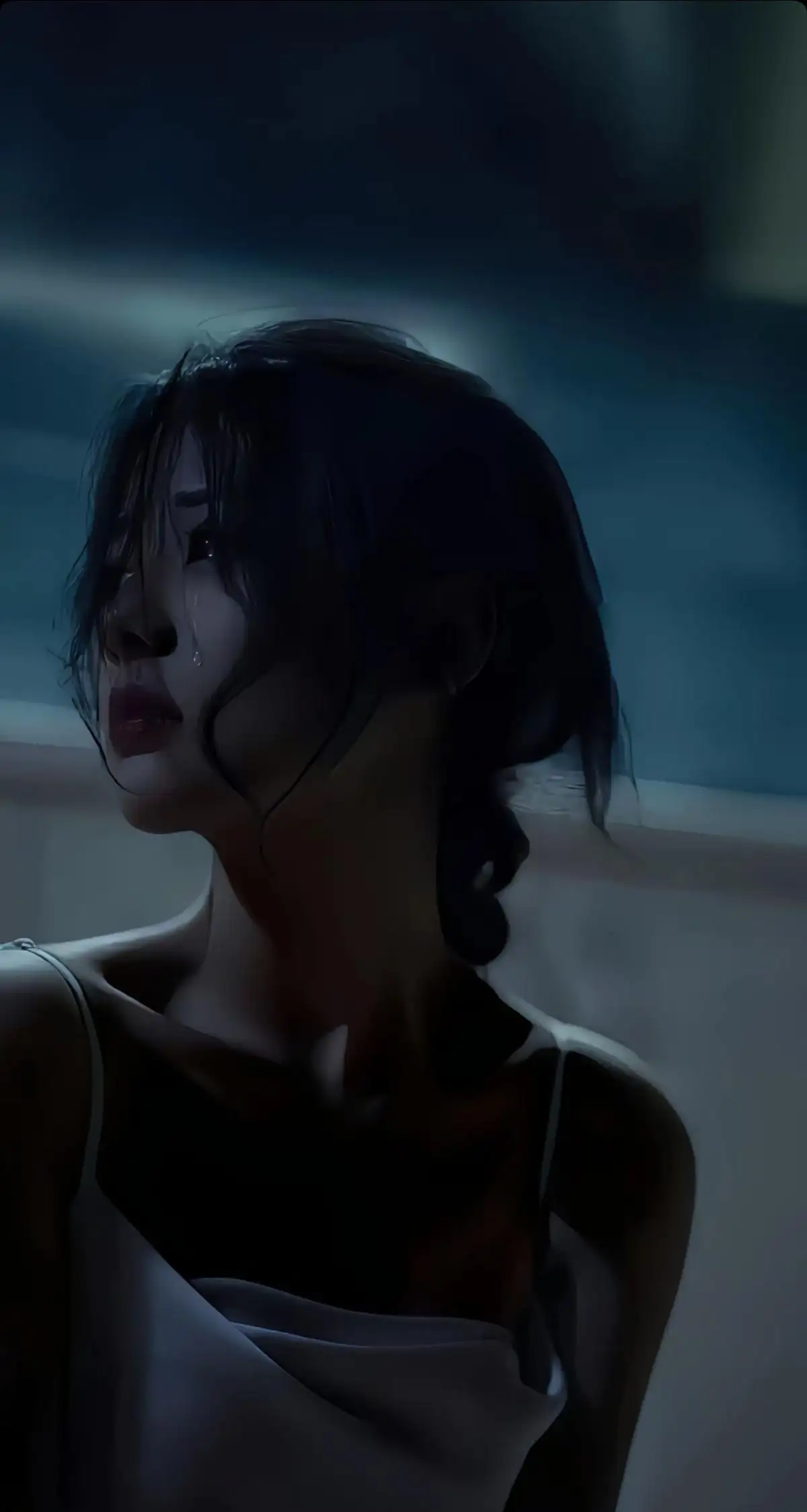 午夜，流泪，哭泣的伤心女生手机壁纸图片