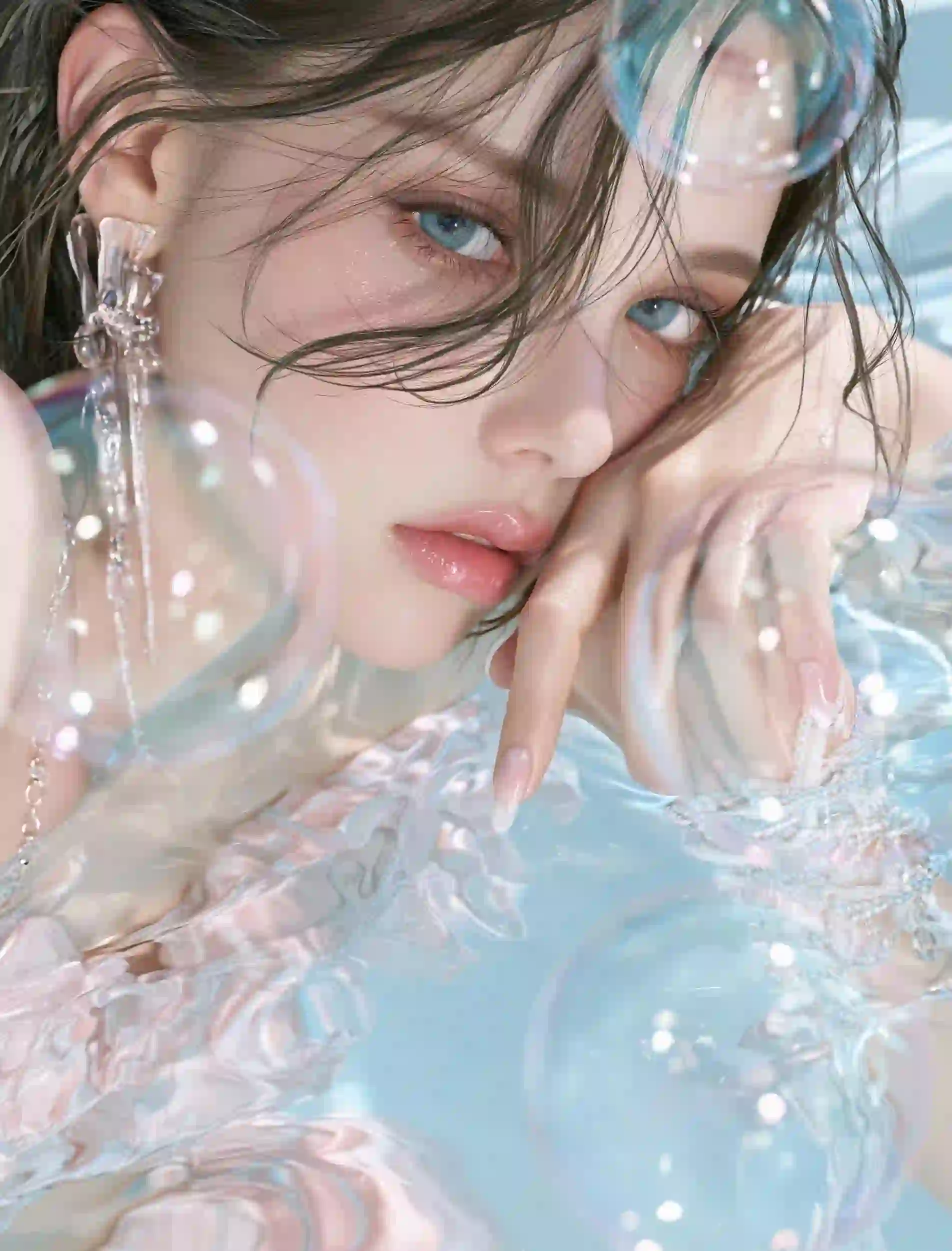 美女 长发美女 泡泡 个性