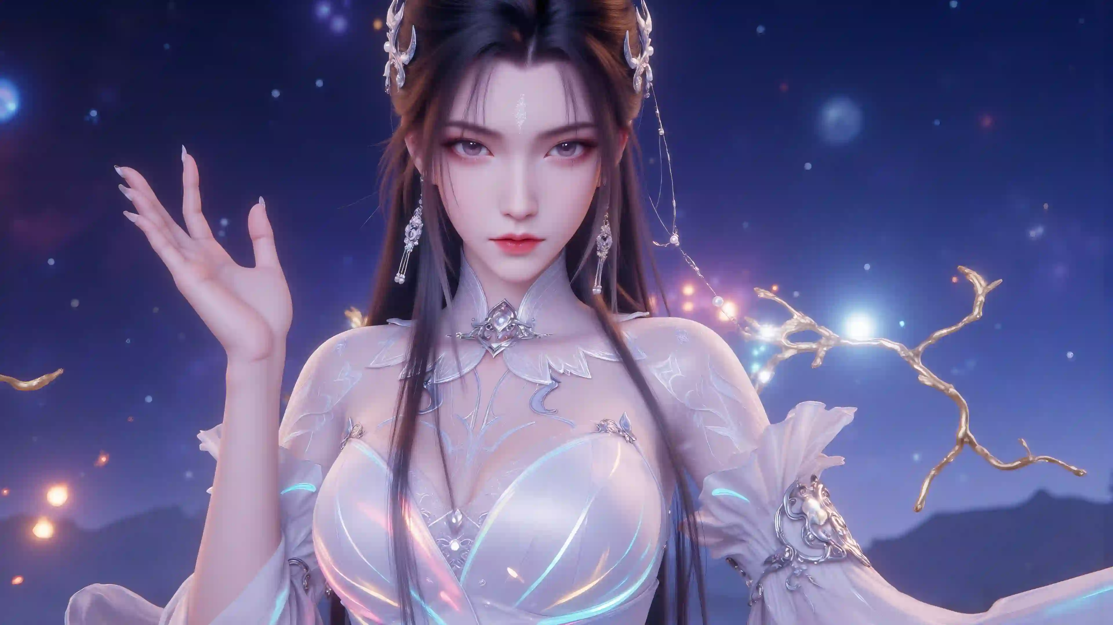 诛仙角色 陆雪琪 长发美女 冰冷仙子 白色裙子