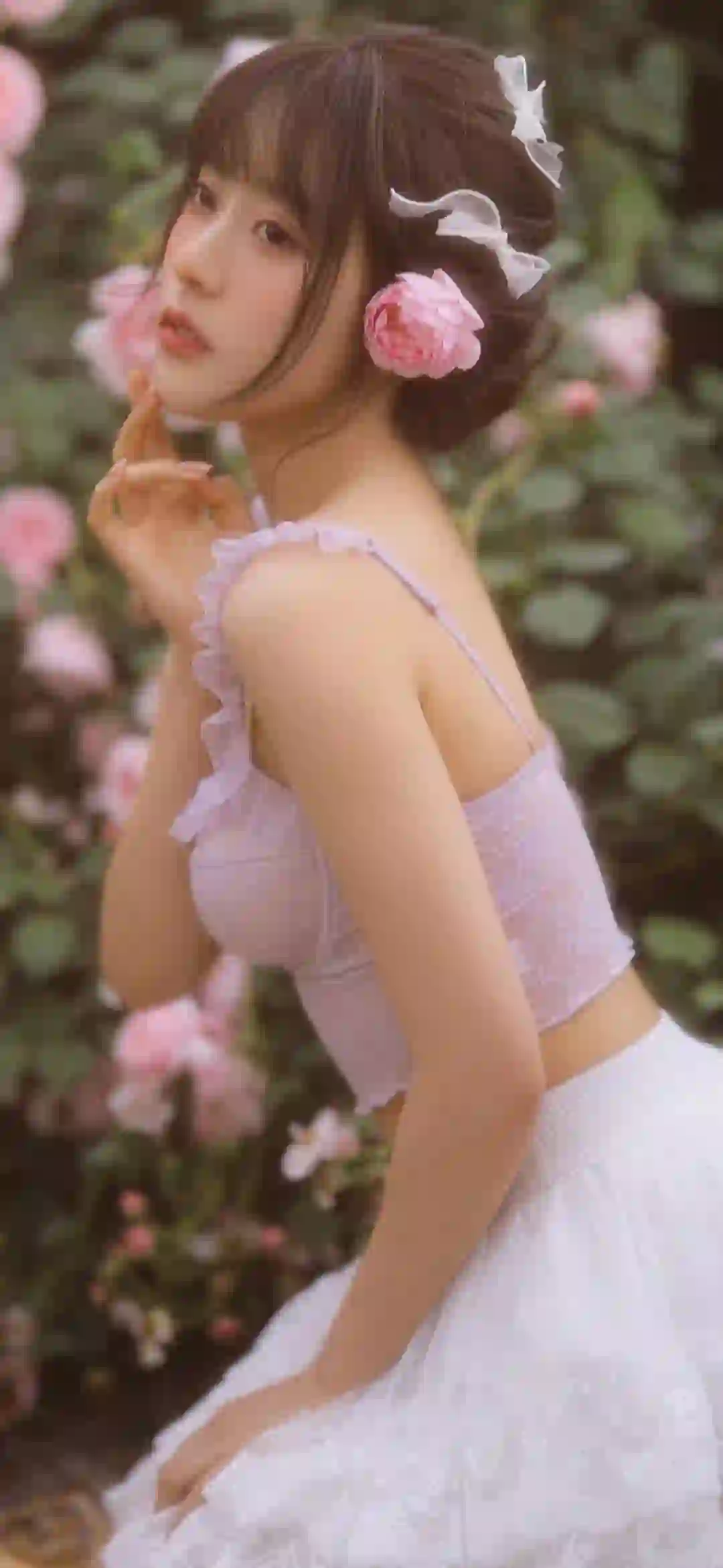 紫色韵味 可爱清纯美女 白色短裙美女 吊带美女