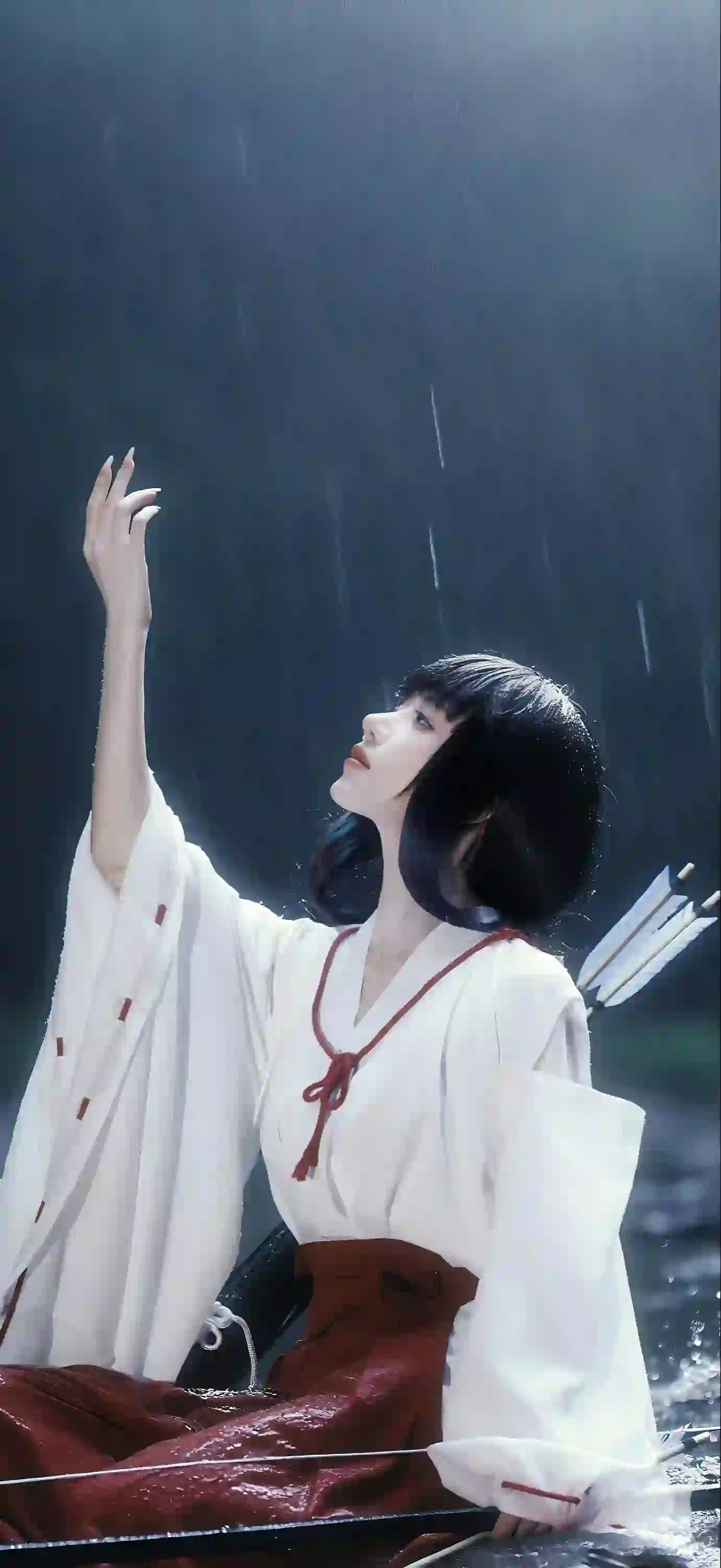 长发美女 和服 巫女 箭 红色裙子 