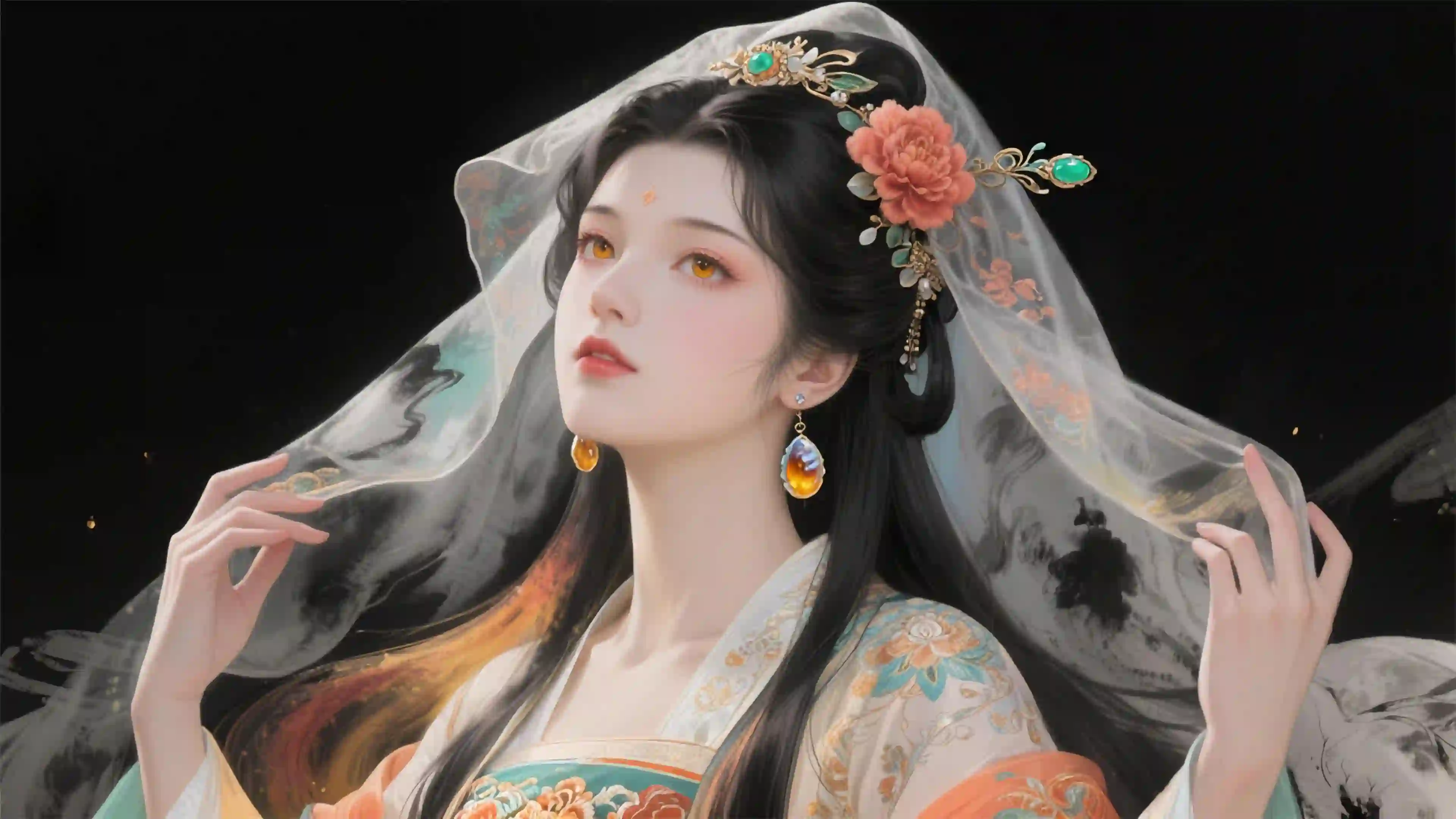 古风姑娘头纱唯美 4K壁纸 