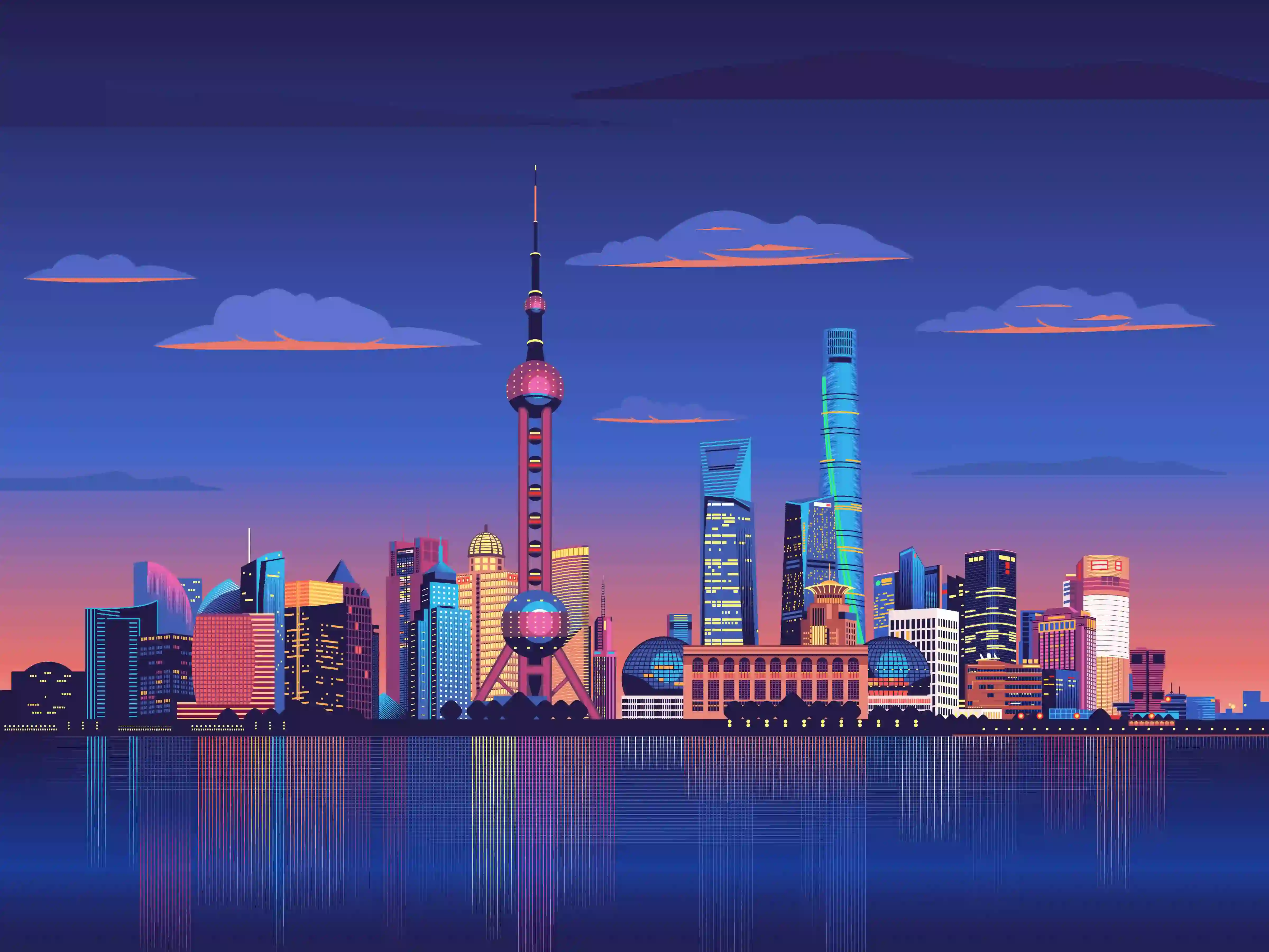 上海 东方明珠 水 风景