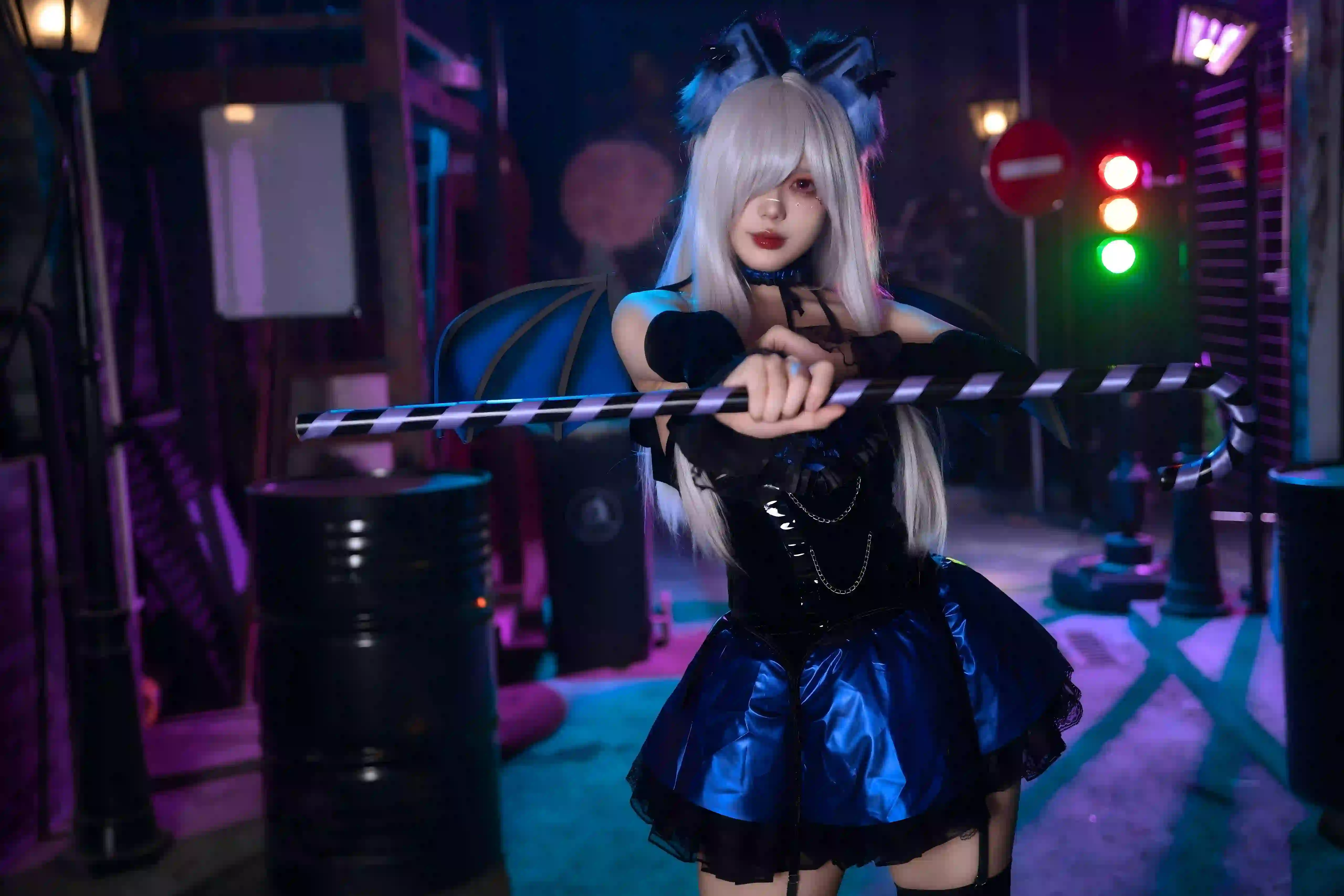 coser 黑夜 魔法 丝袜 黑丝 黑色丝袜 腿 魔法棒 吊带袜