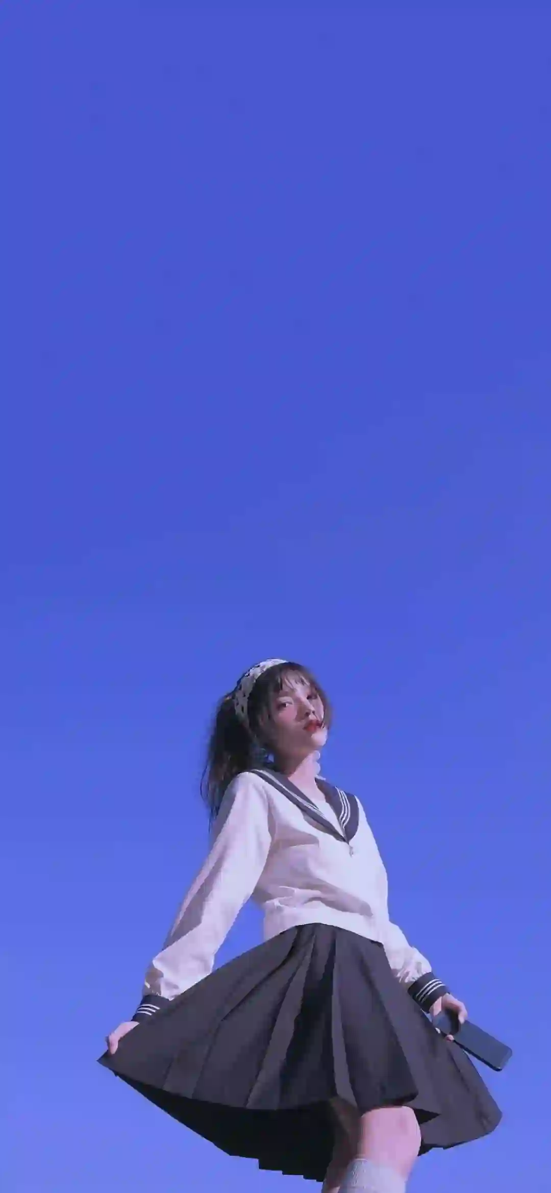 美女 长发美女 蓝天 白云 唯美 jk美女 