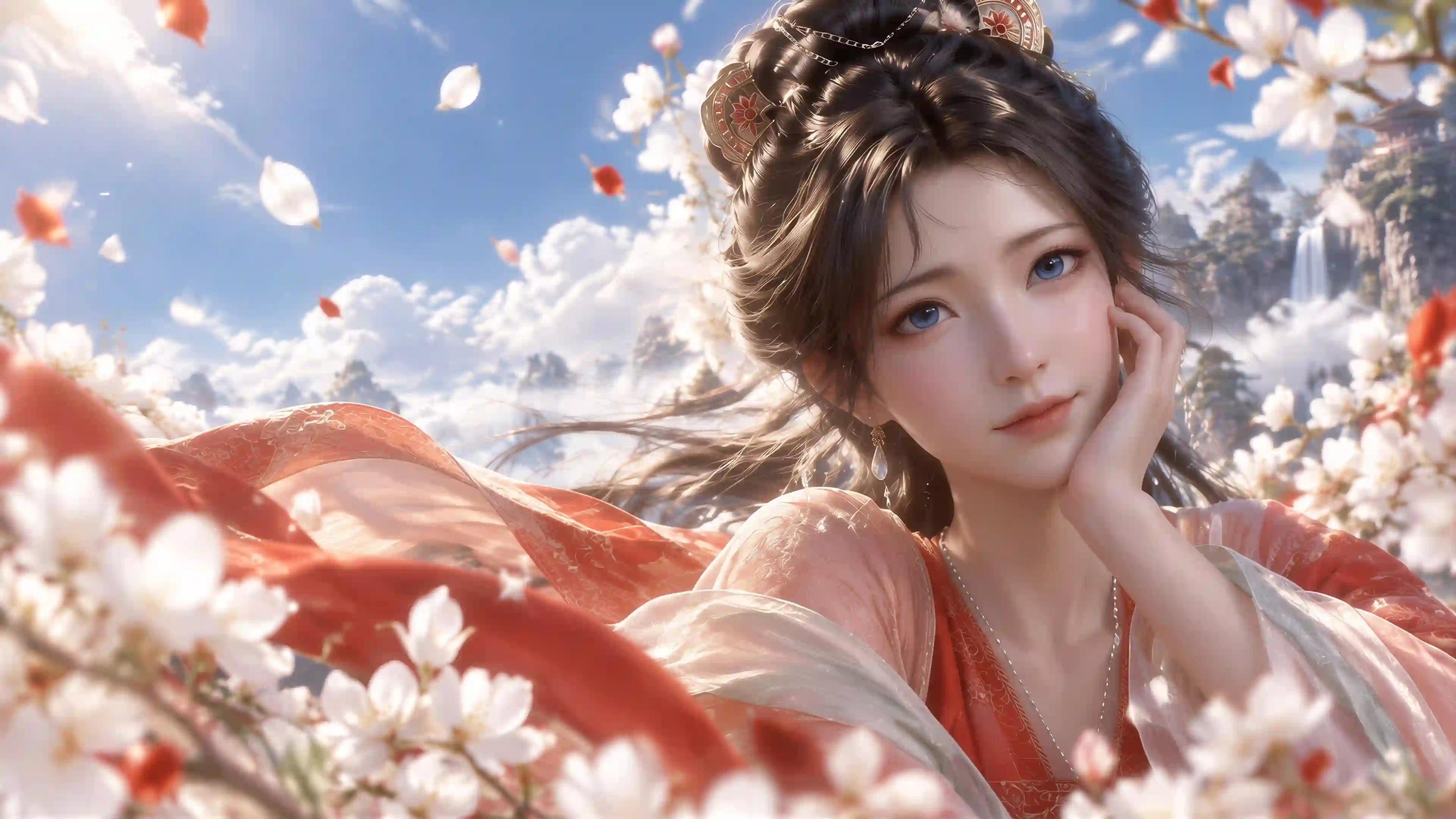古风美女 樱花 汉服 自然风光 唯美 AI 慕沛灵  