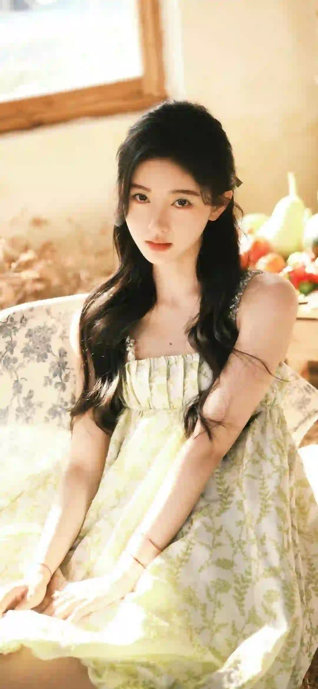 鞠婧祎 长发美女 吊带美女 吊带长裙美女