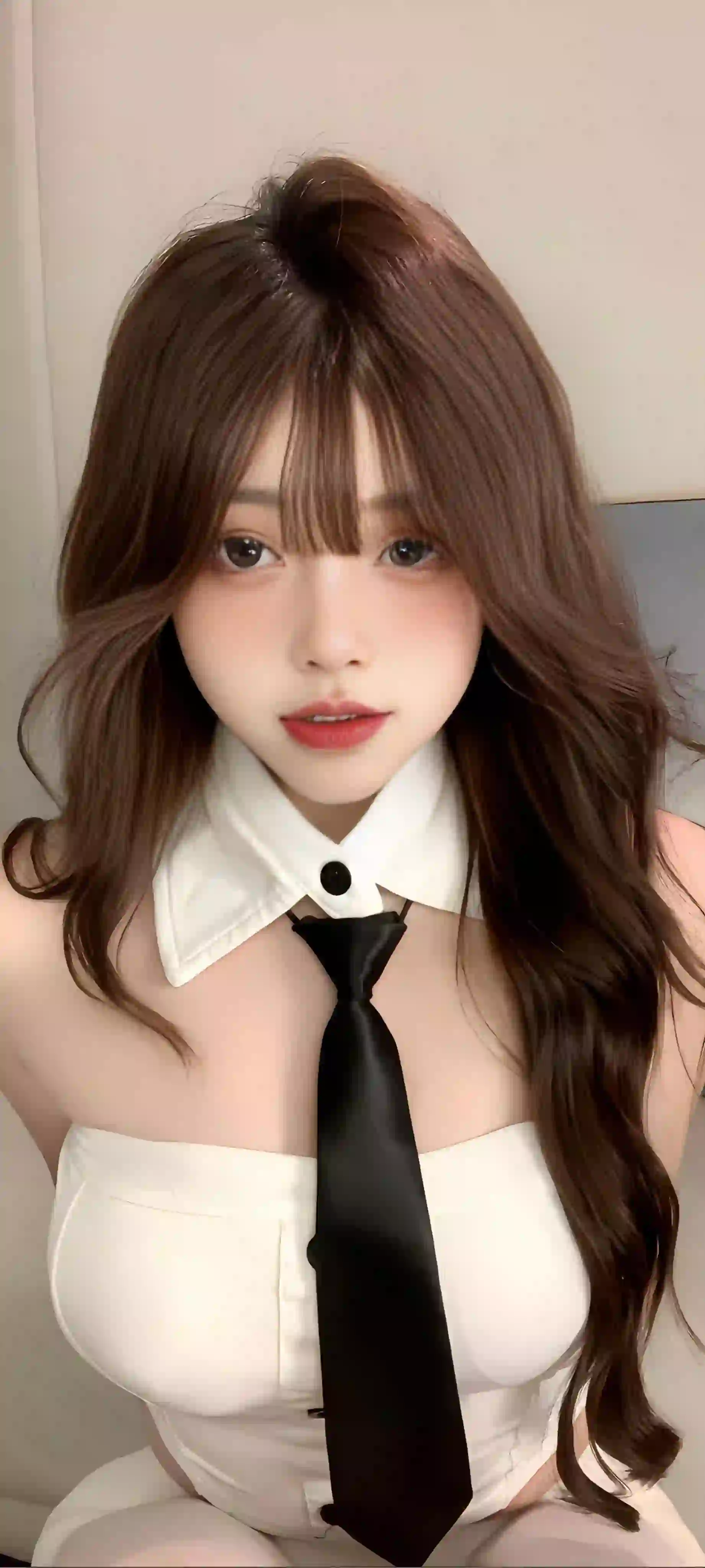 可爱长发美女 性感美女 抹胸穿搭
