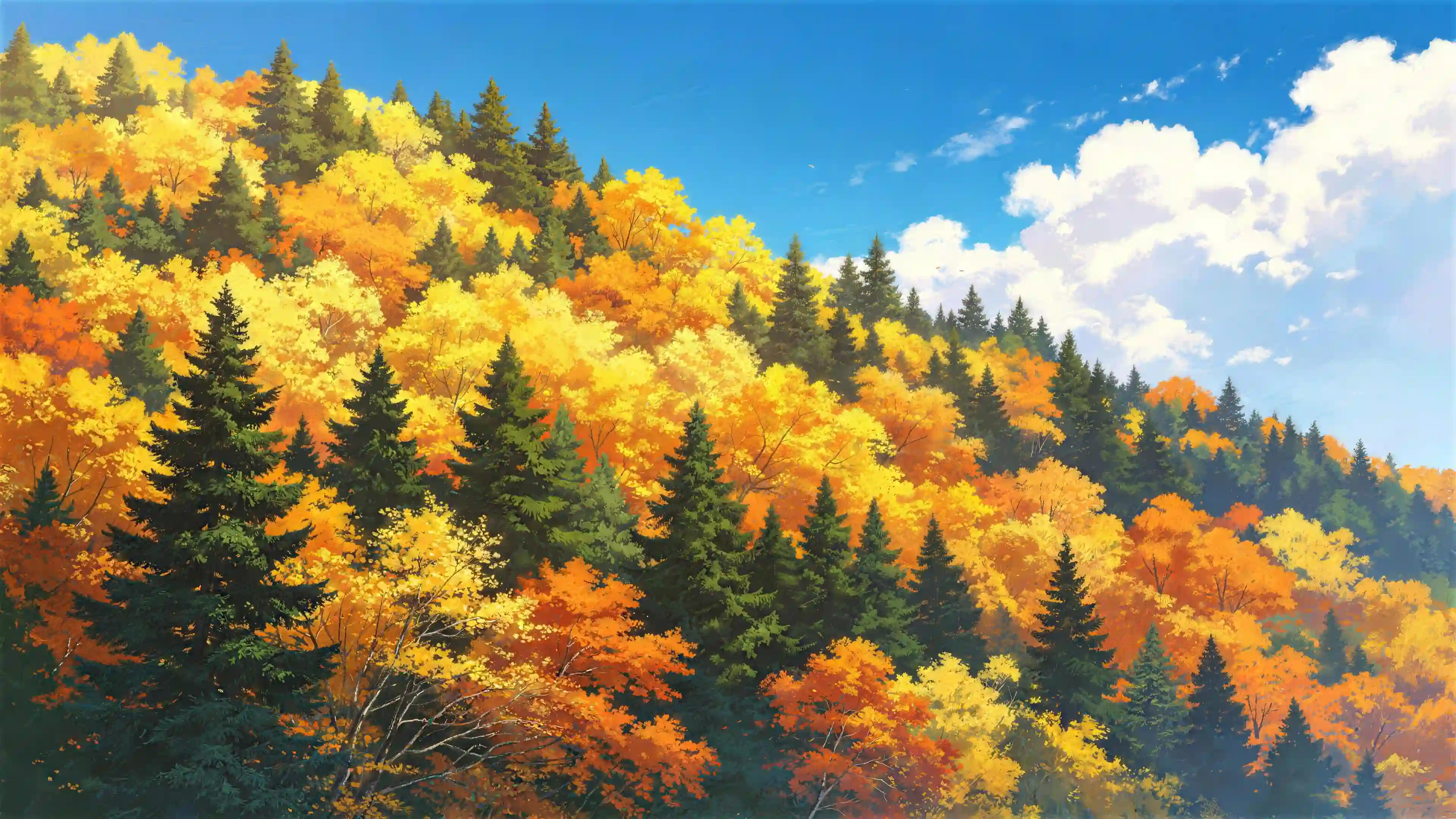 秋天 森林 动漫风景 壁纸 治愈