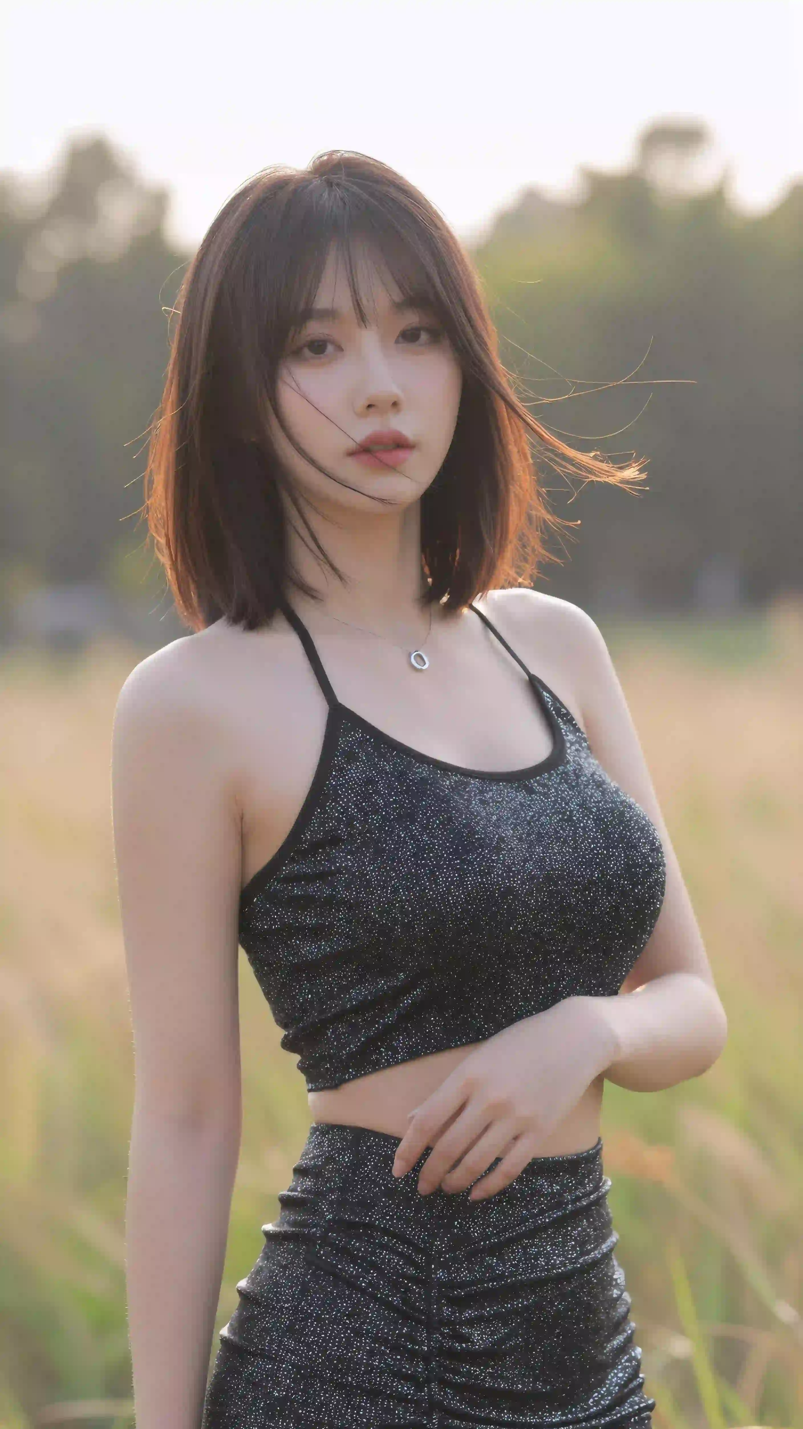 美女 长发美女 户外 自然 吊带