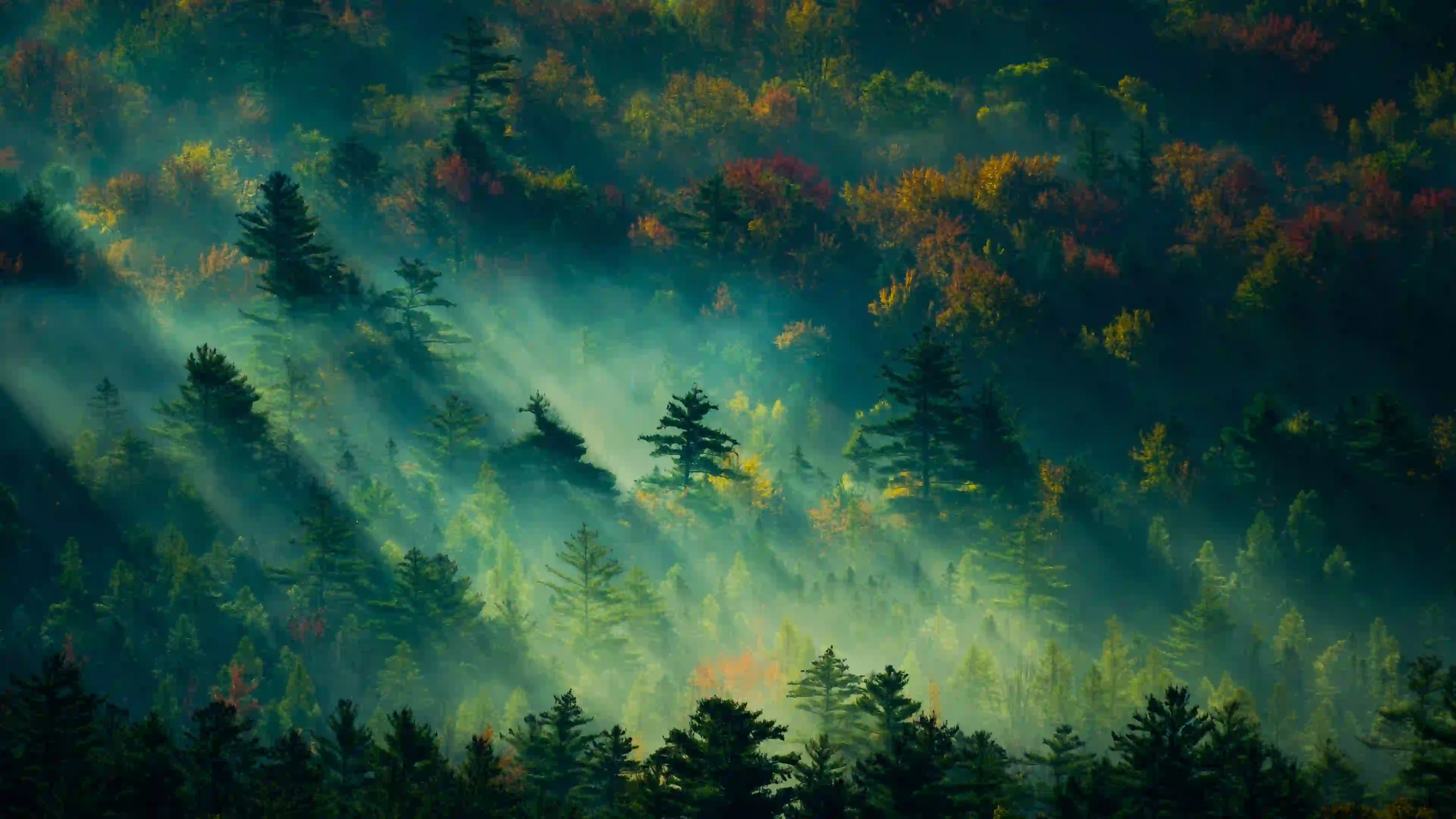 风景 丁达尔效应 树木 森林 光