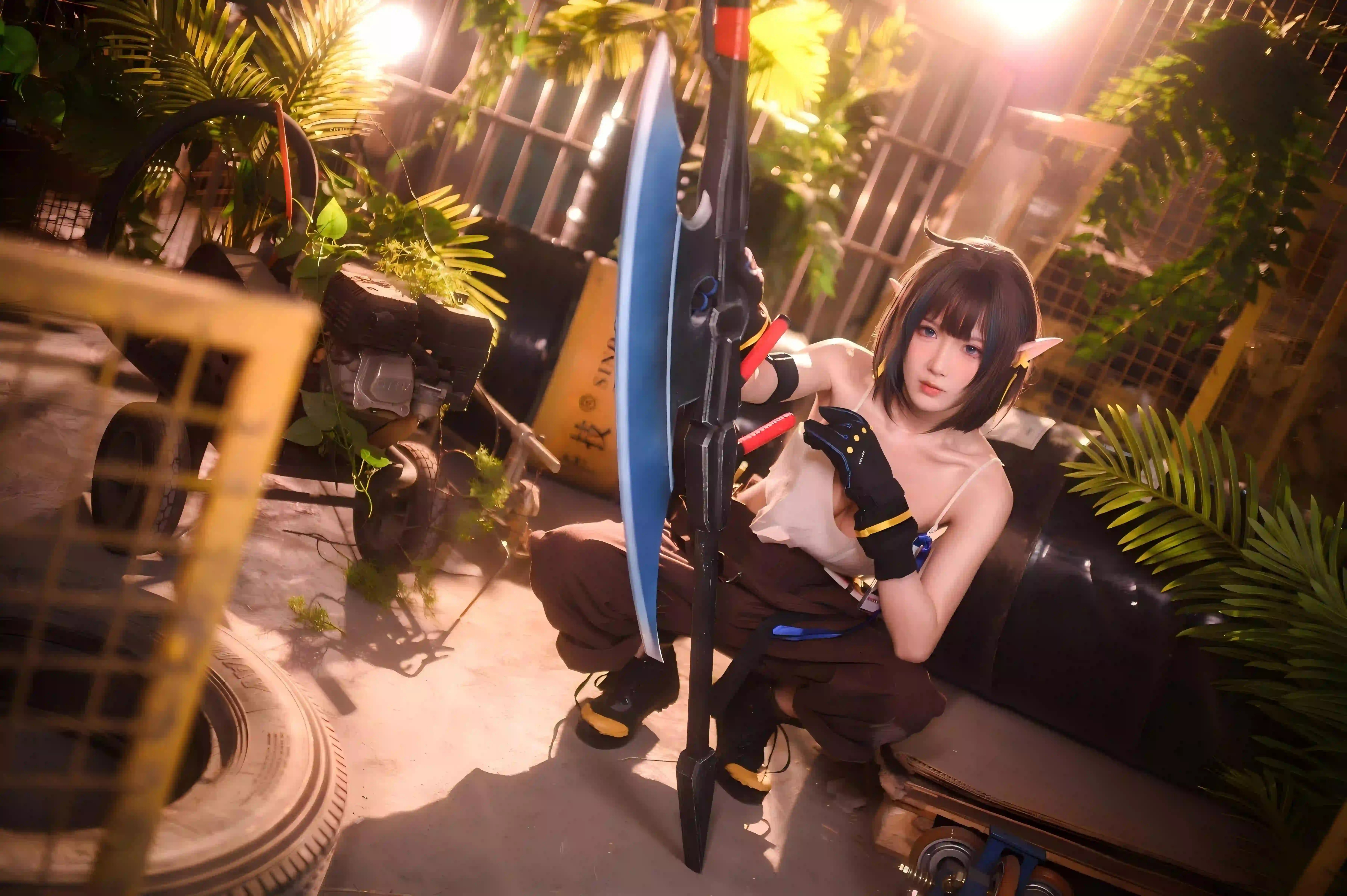 精灵耳朵 短发美女 吊带 性感 cos 复古