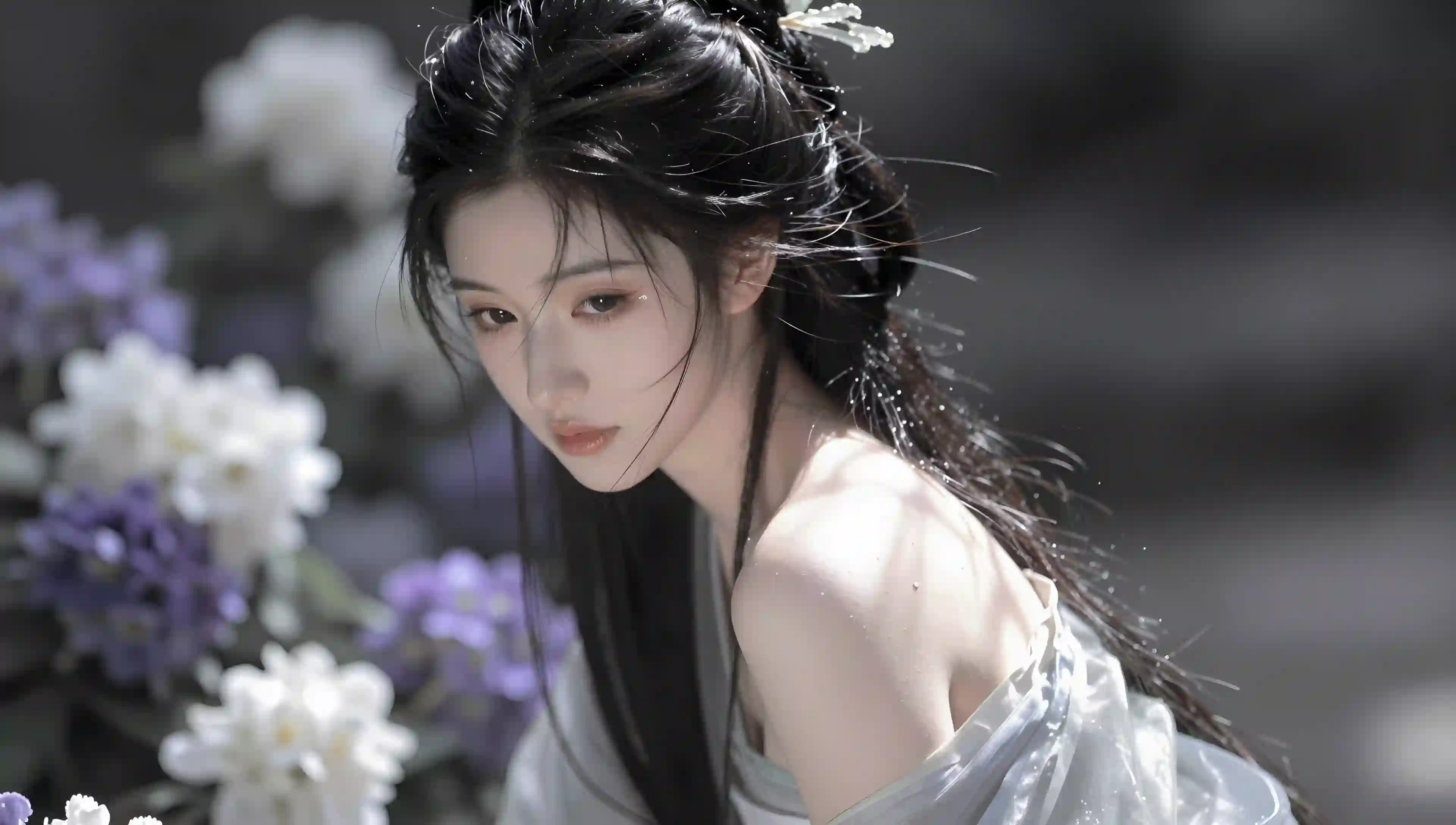 古风 汉服 美女 花卉 唯美 壁纸
