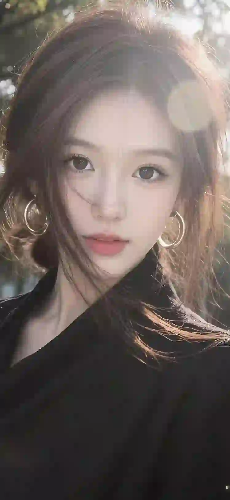 美女 黑色衣服 阳光 耳环