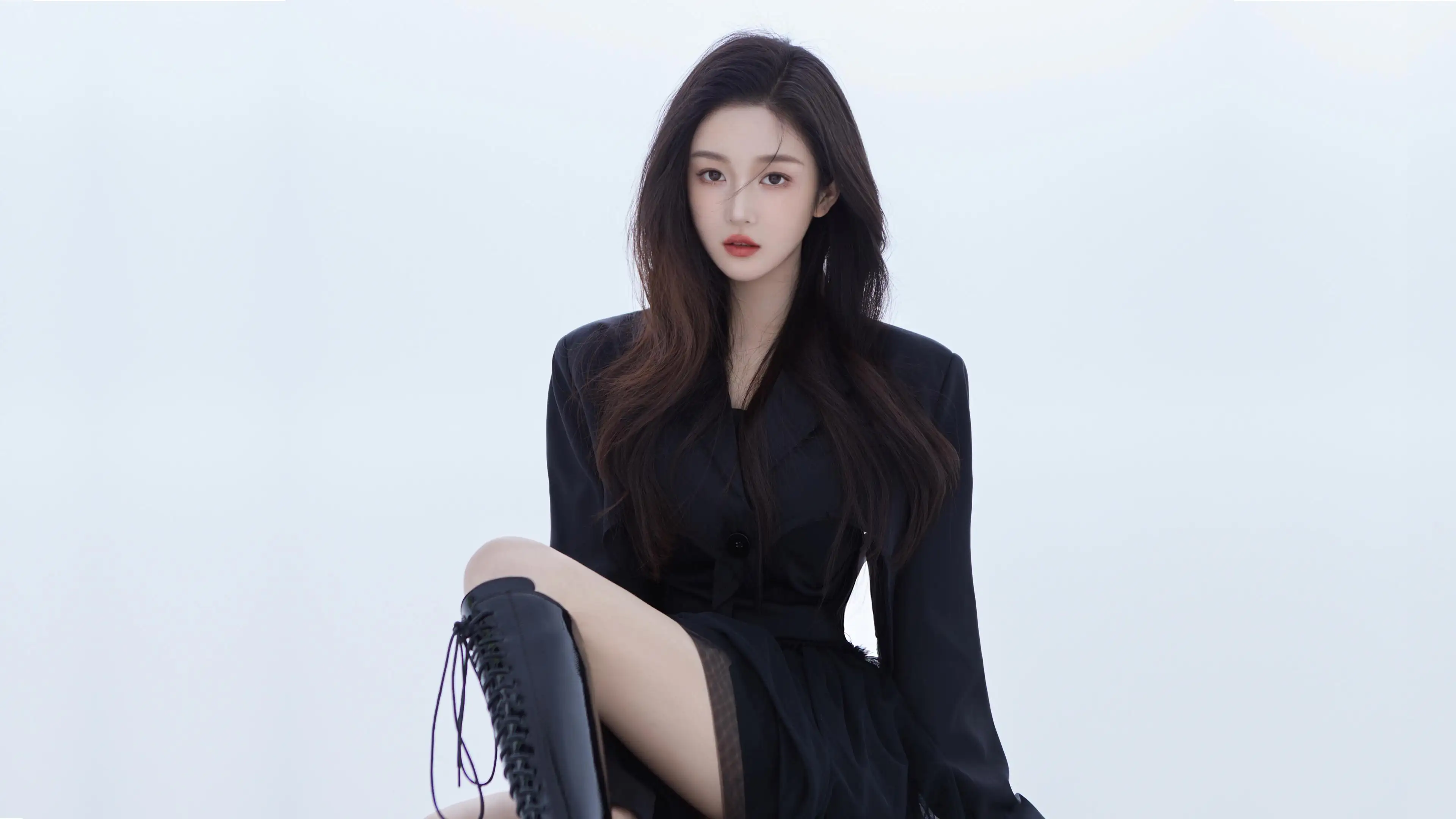黑色裙子长发小仙女清纯美女
