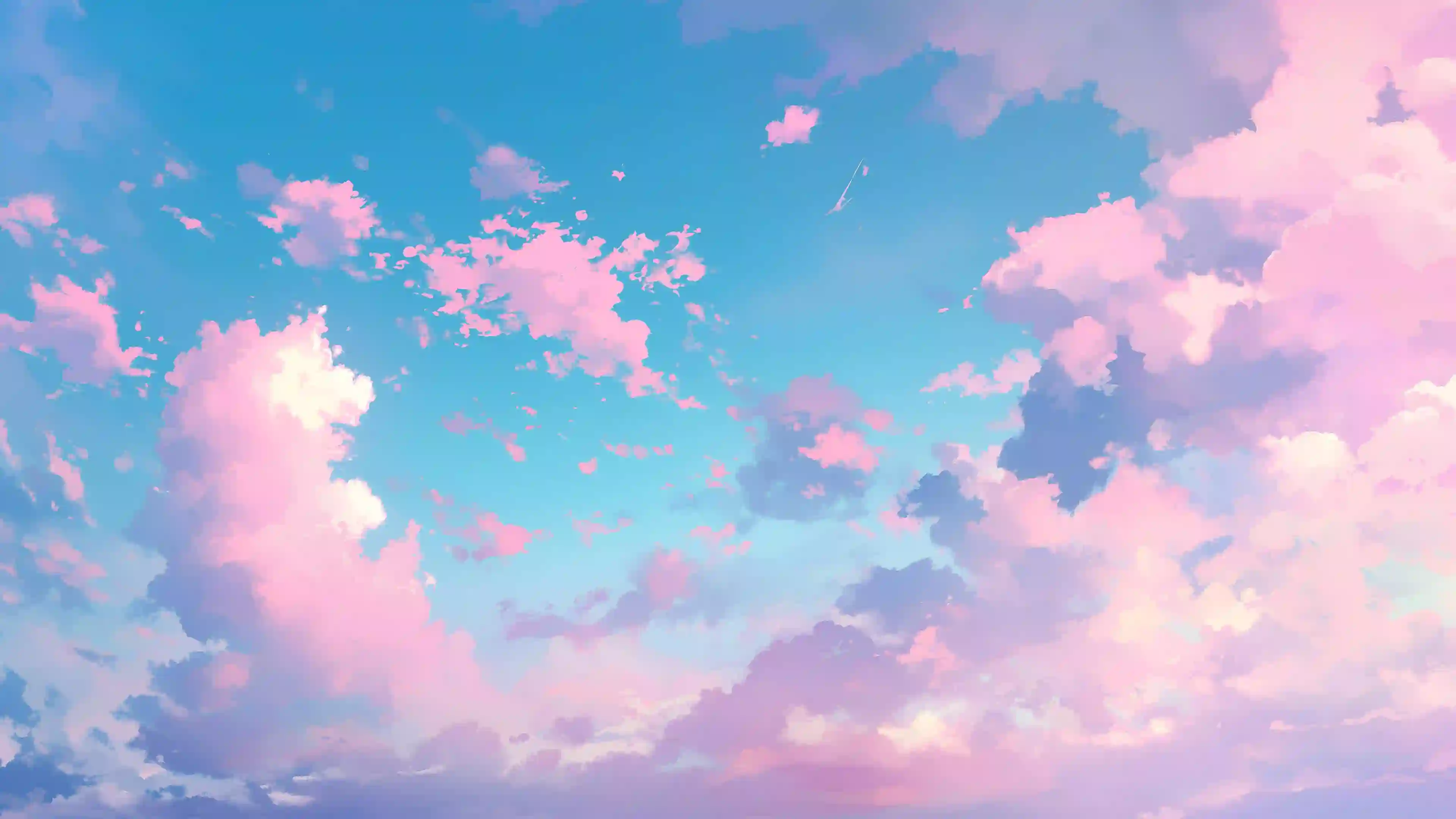 梦幻 粉蓝 天空 云朵 壁纸 治愈