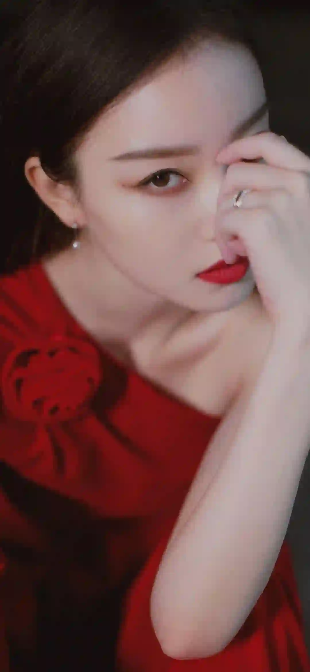 长发性感美女 倪妮 红色长裙 魅力