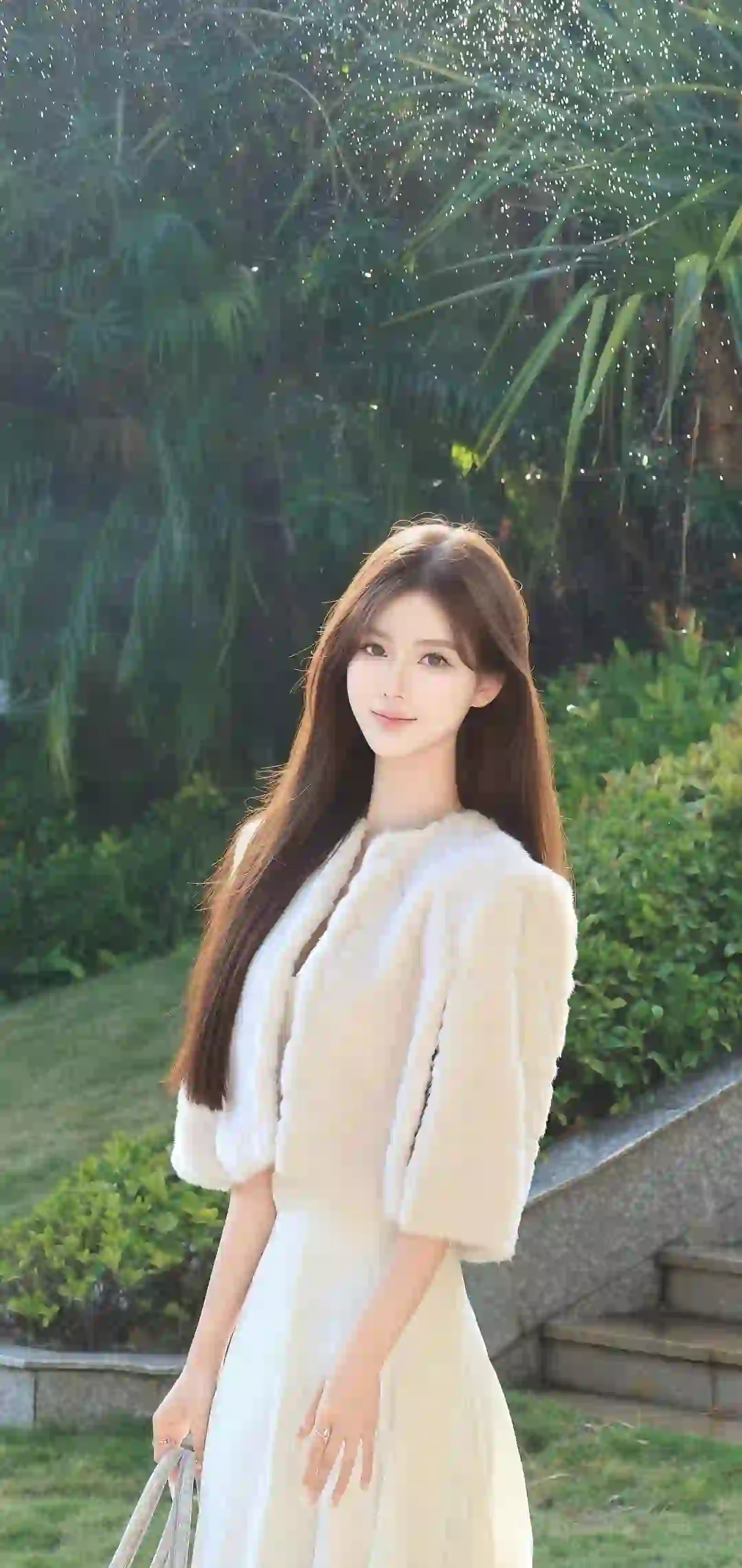 白色衣服 户外写真 长发清纯美女