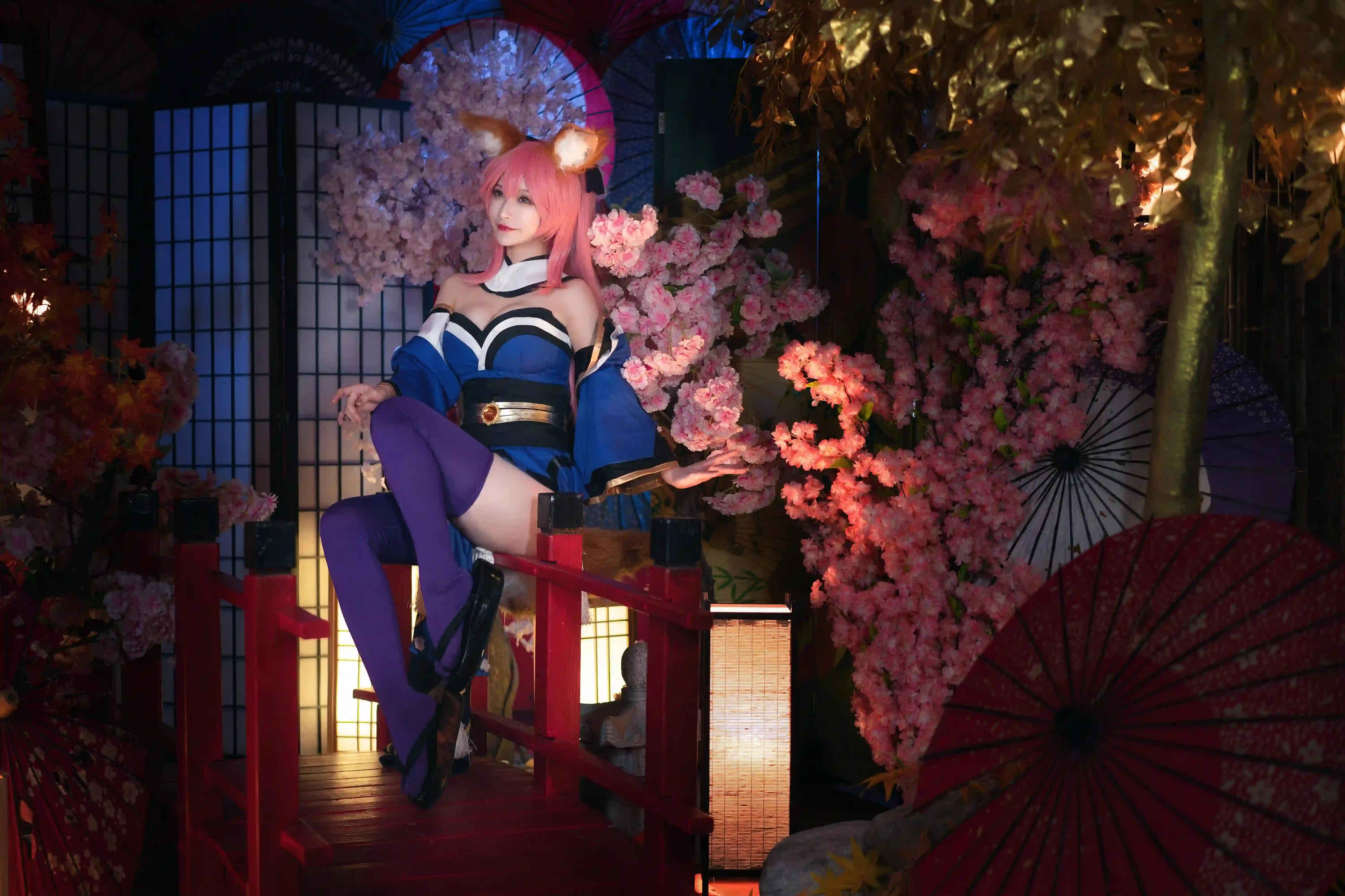 狐耳少女 cosplay 樱花桥 和风 梦幻 唯美