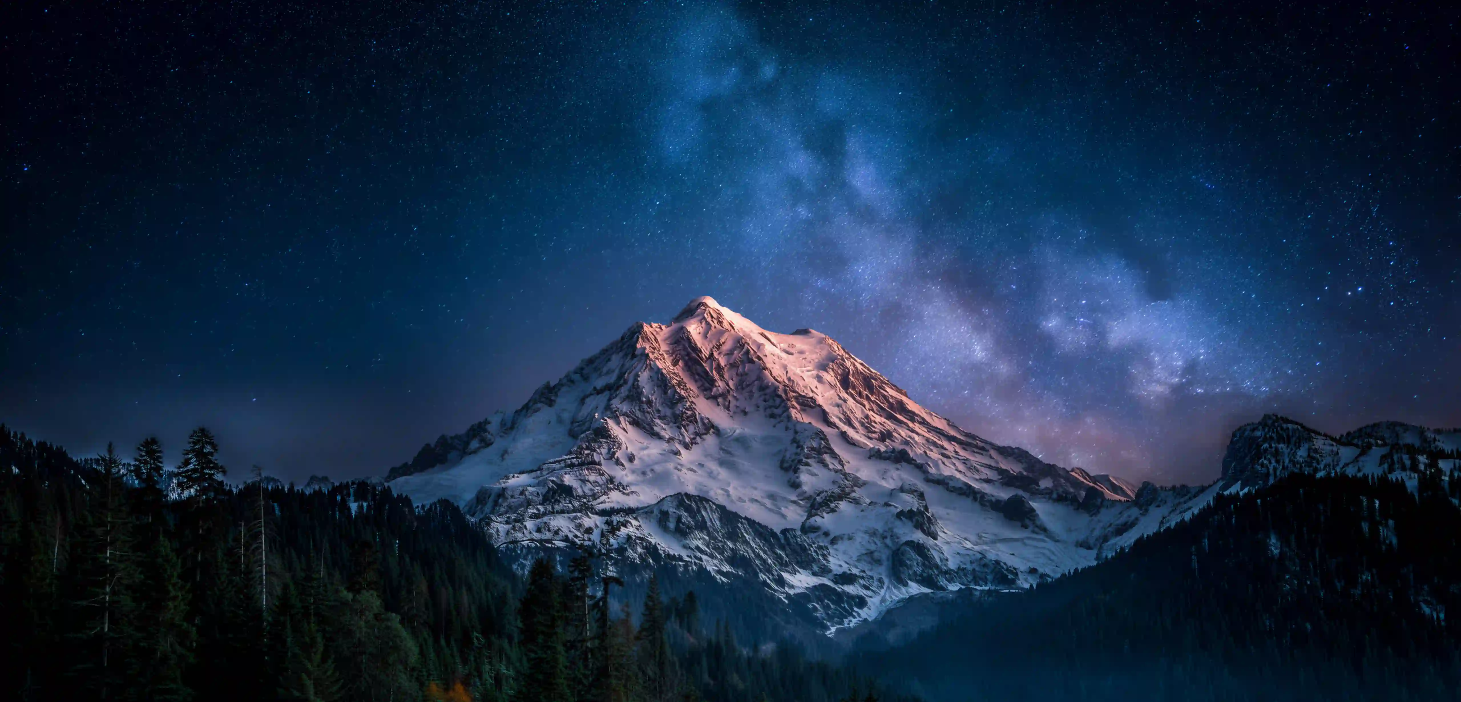 雪山 星空 银河 夜景 自然风光 雪山壁纸