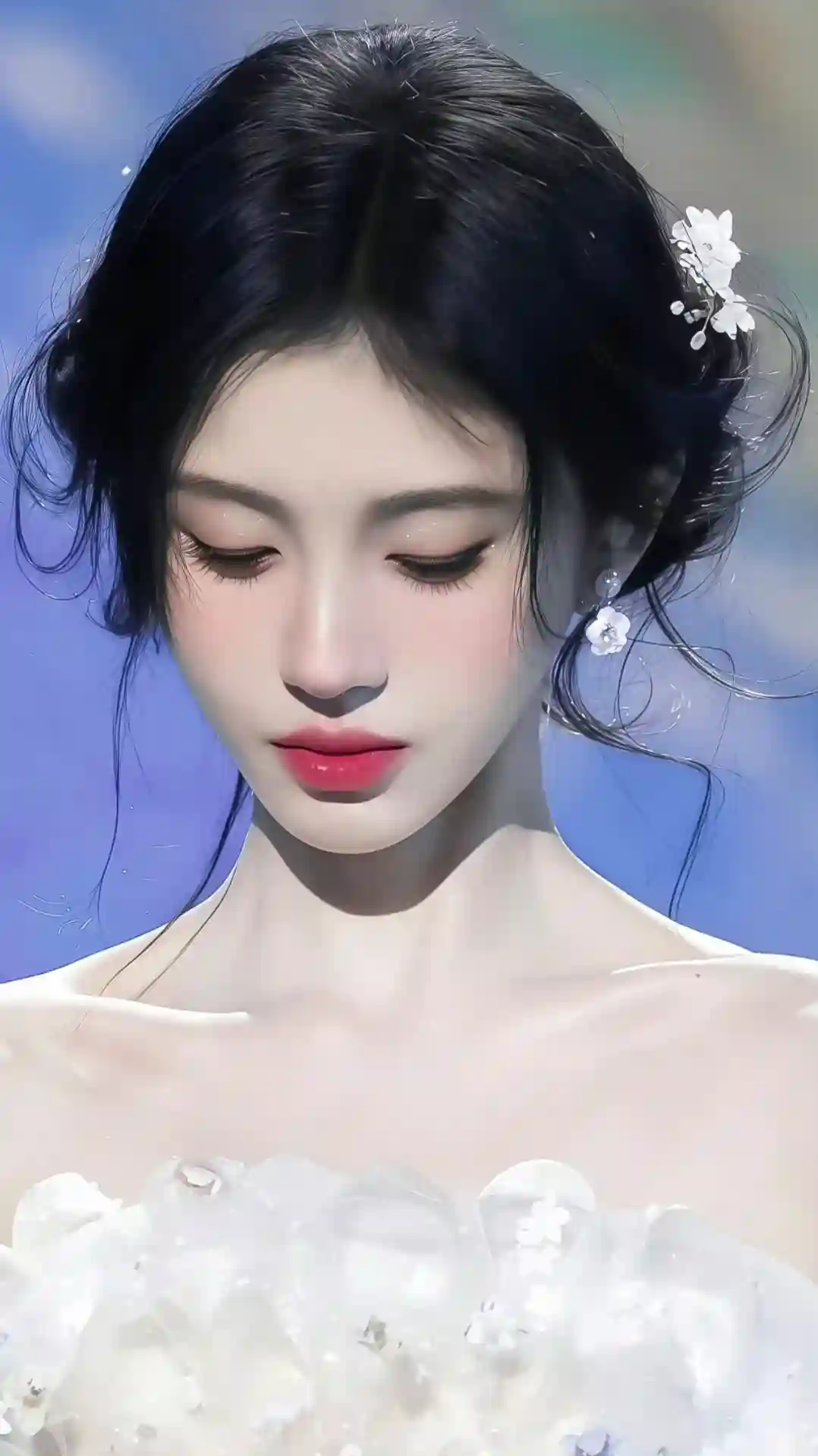 白色晚礼服 鞠婧祎 长发美女 四千年美女