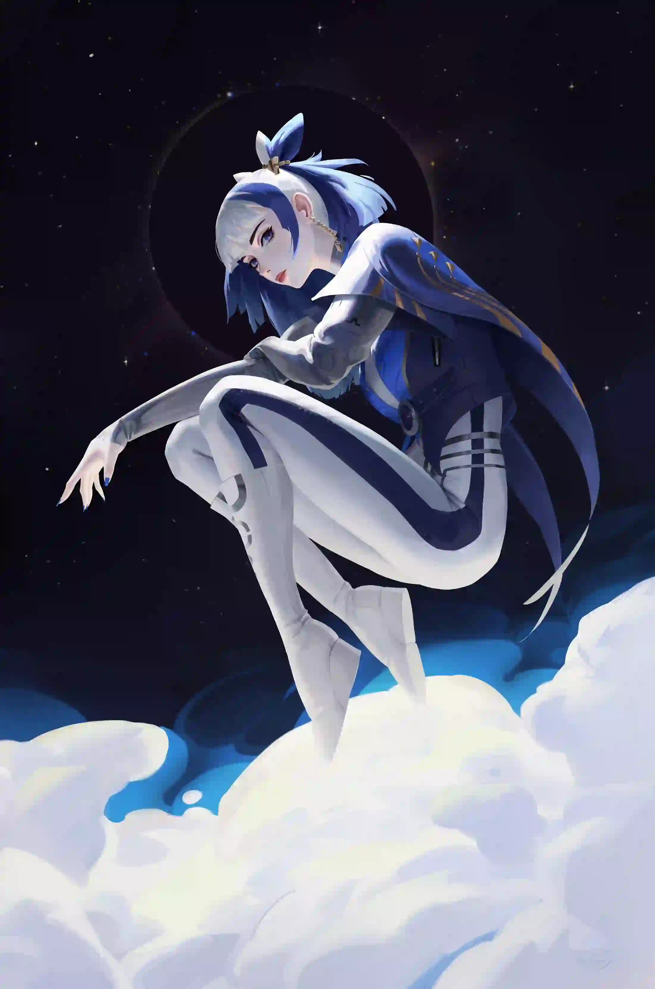 动漫女孩 二次元女孩 长发女孩 天空