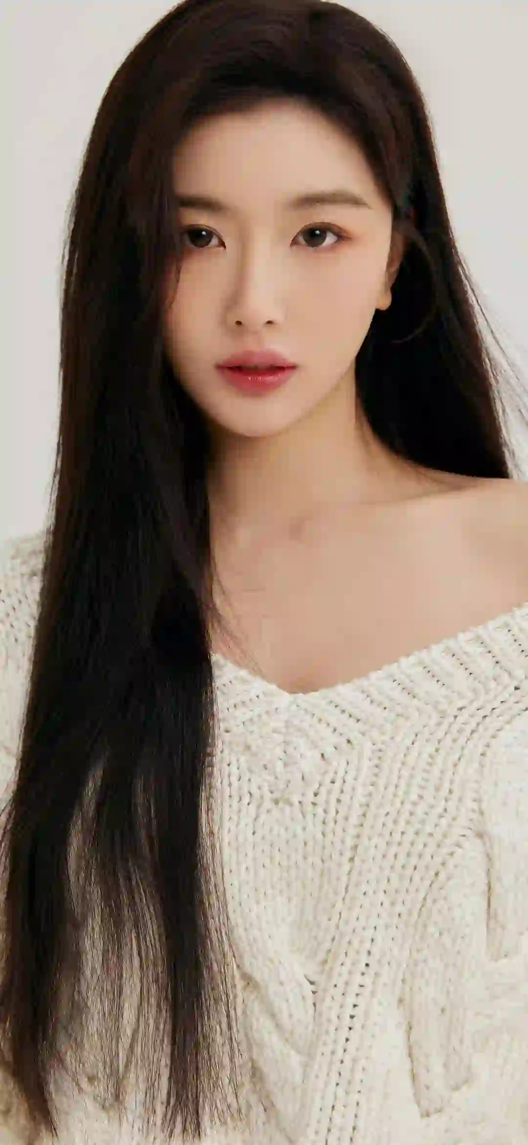 孔雪儿 长发清纯美女 白色衣服 白色毛衣