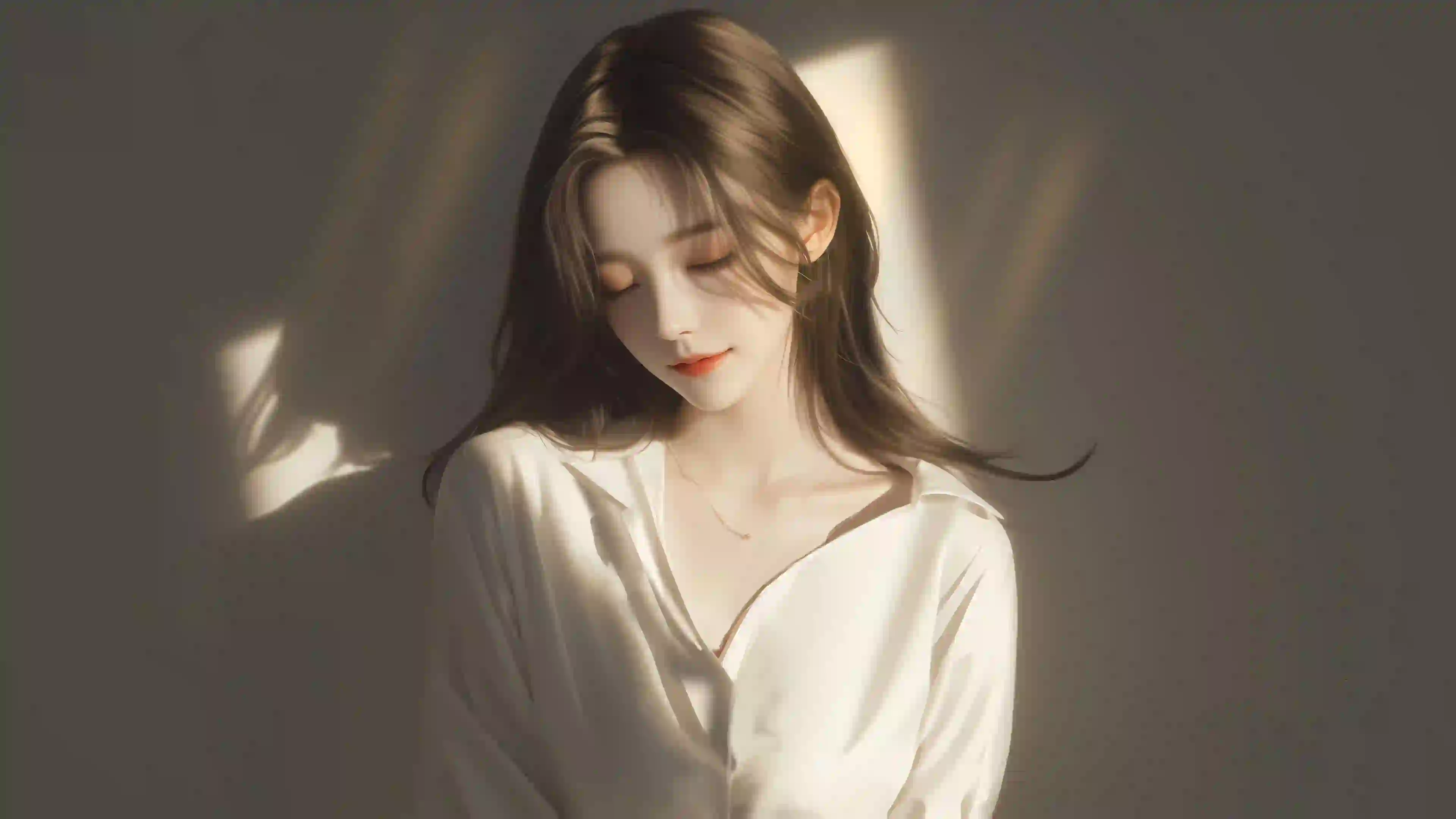 侧脸美女 唯美 闭眼 