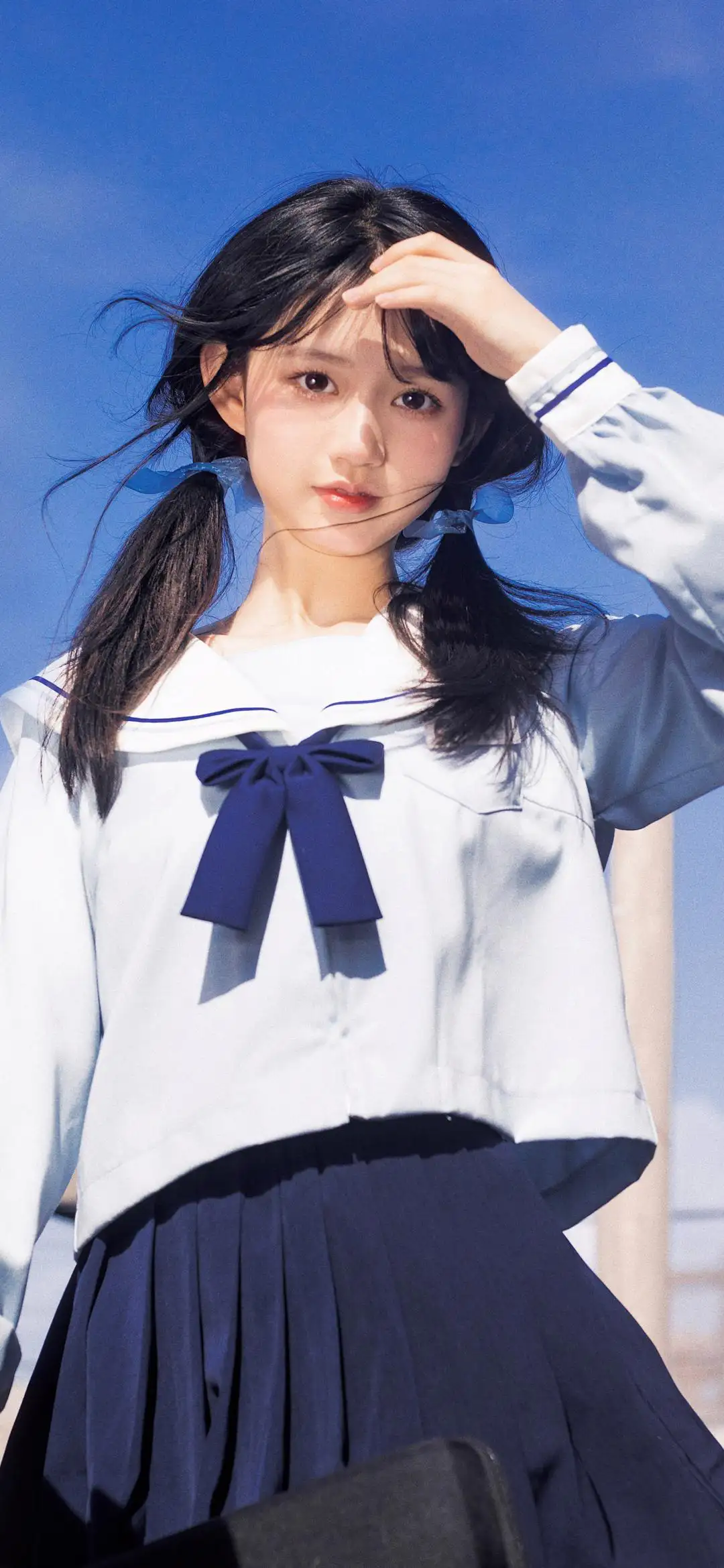 可爱双马尾jk美女｜户外