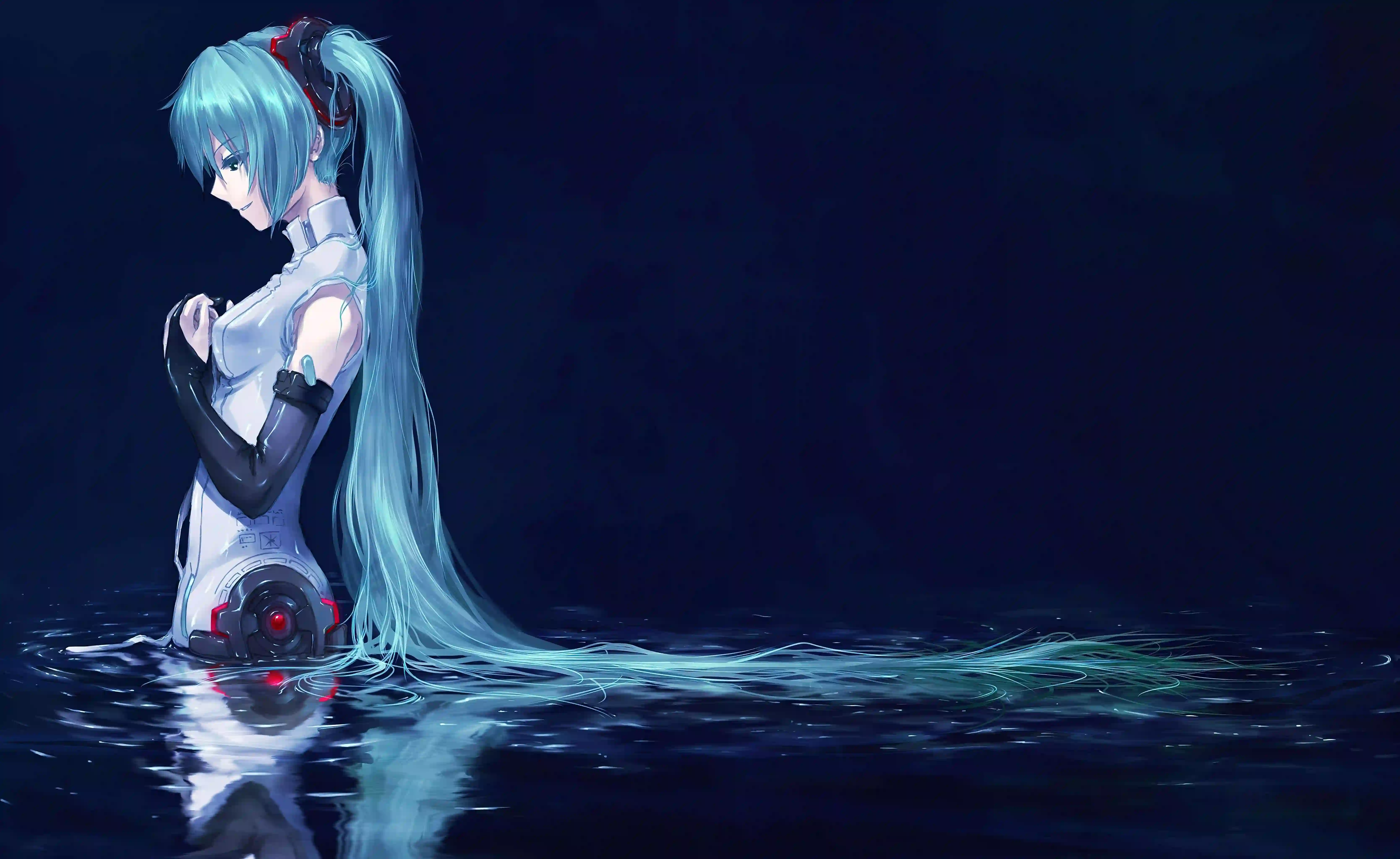 动漫女孩 二次元 双马尾女孩 初音未来 蓝色头发 长发 歌姬 虚拟