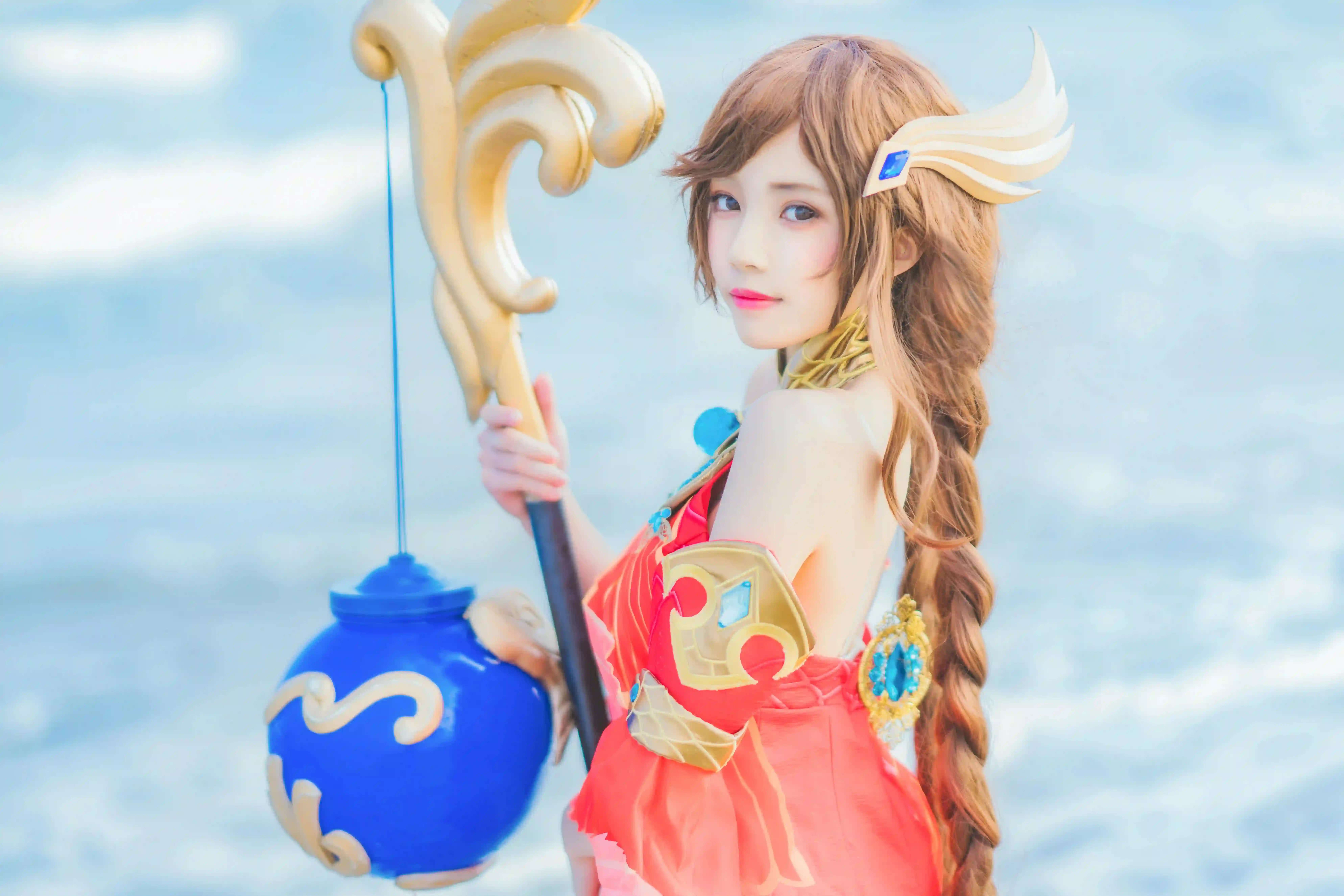 大乔 麻花辫 Coser 王者荣耀角色 黄色头发