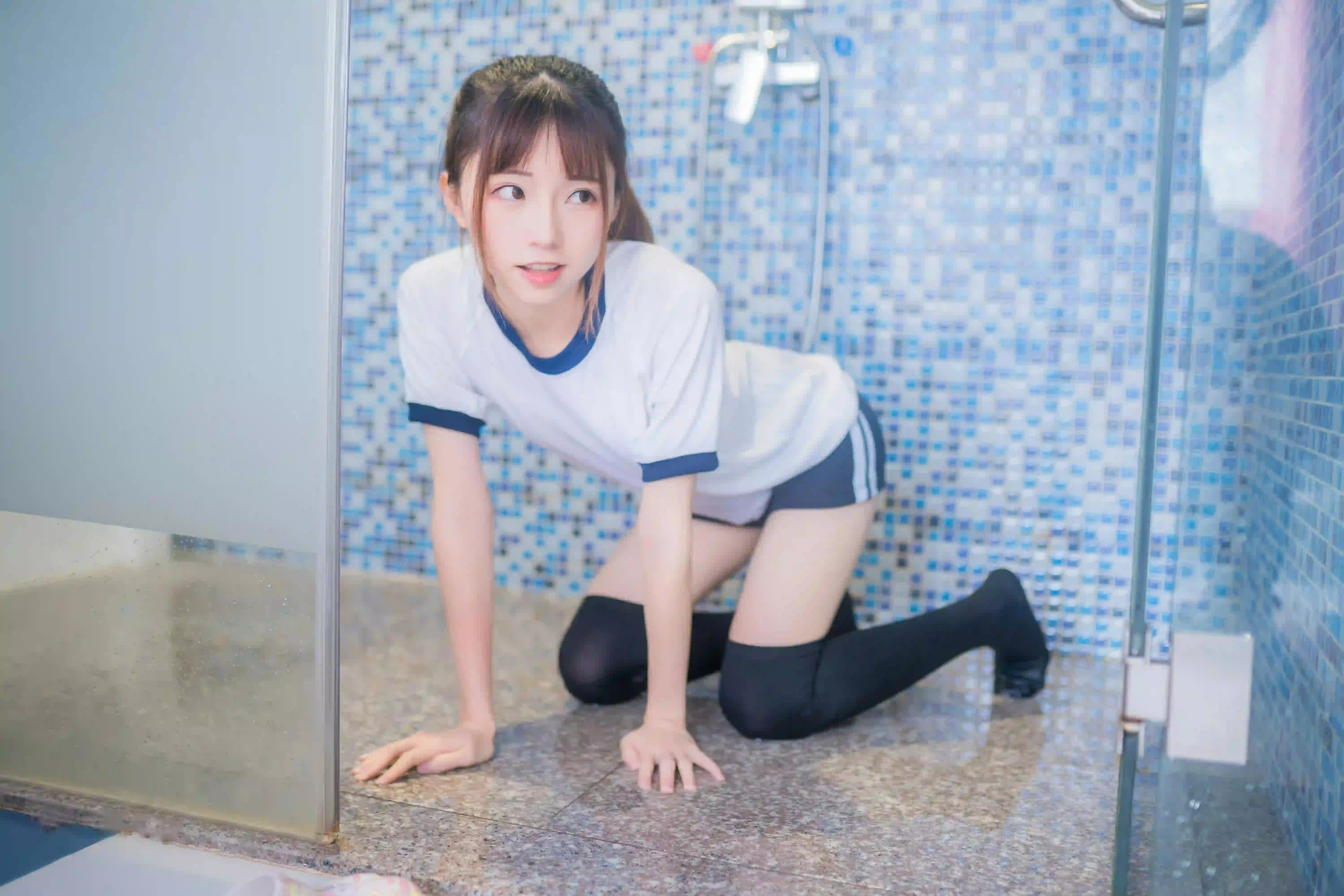 体操服 长发美女 性感美女 丝袜 黑丝 黑色丝袜