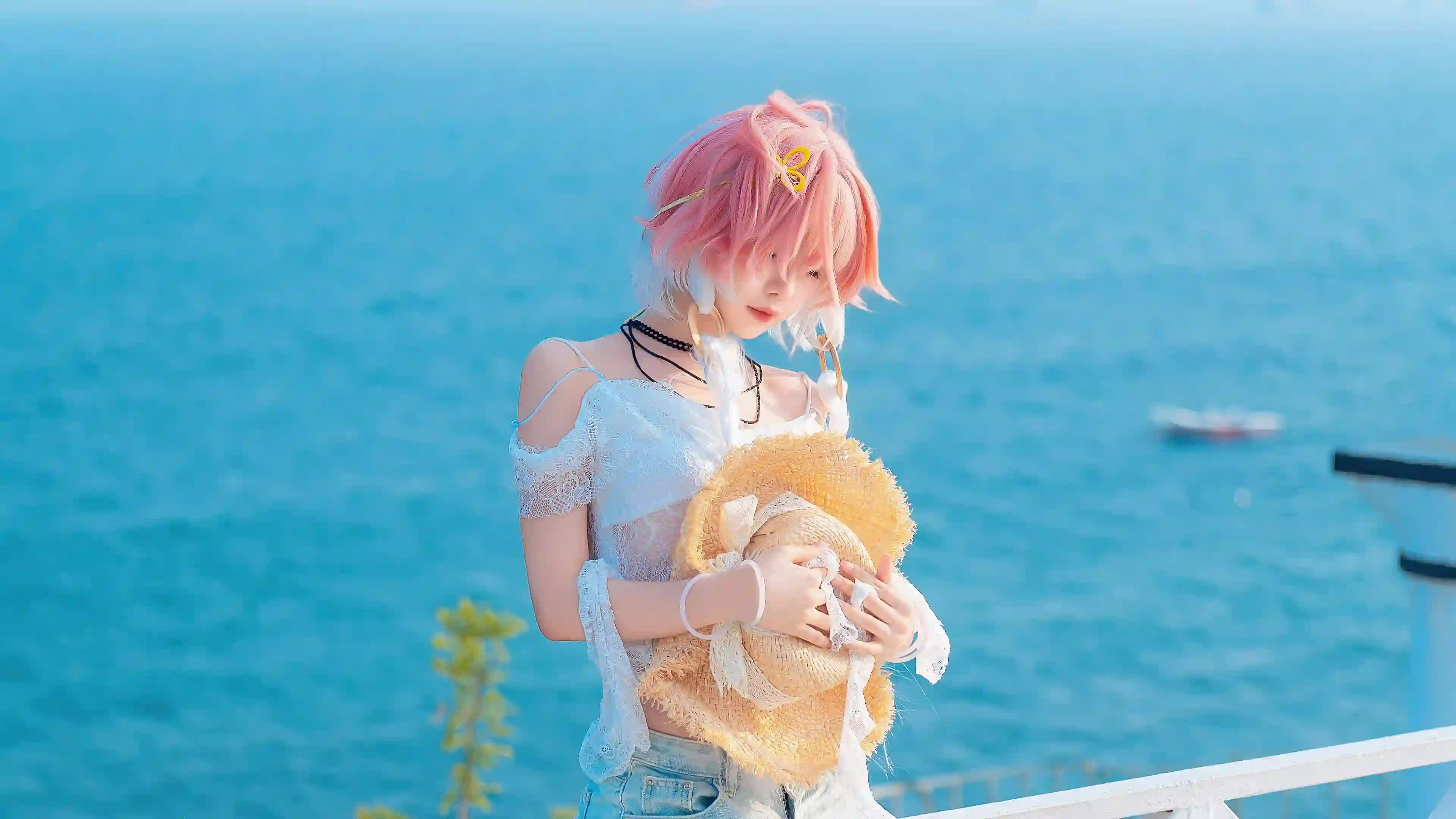 cosplay 草帽 海边 夏日 少女 清新