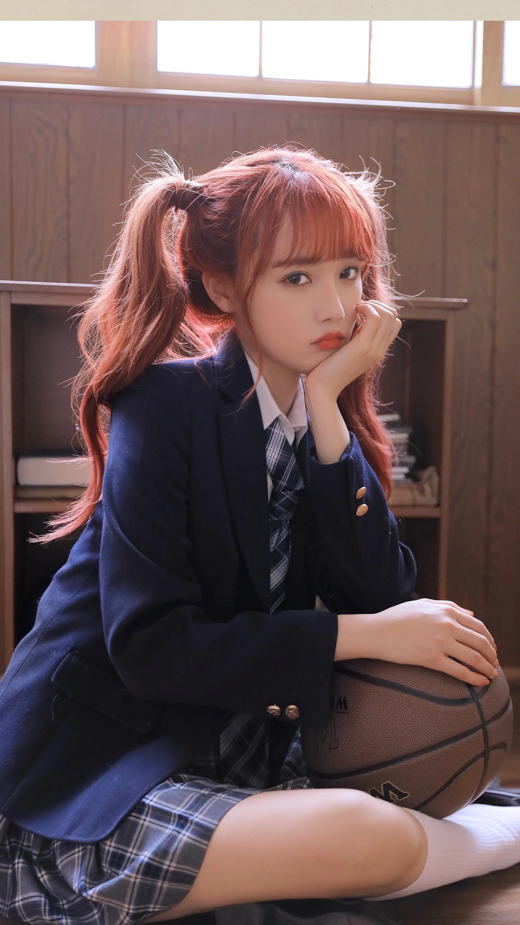 宋昕冉 篮球美女 校服 双马尾 4k美女手机壁纸