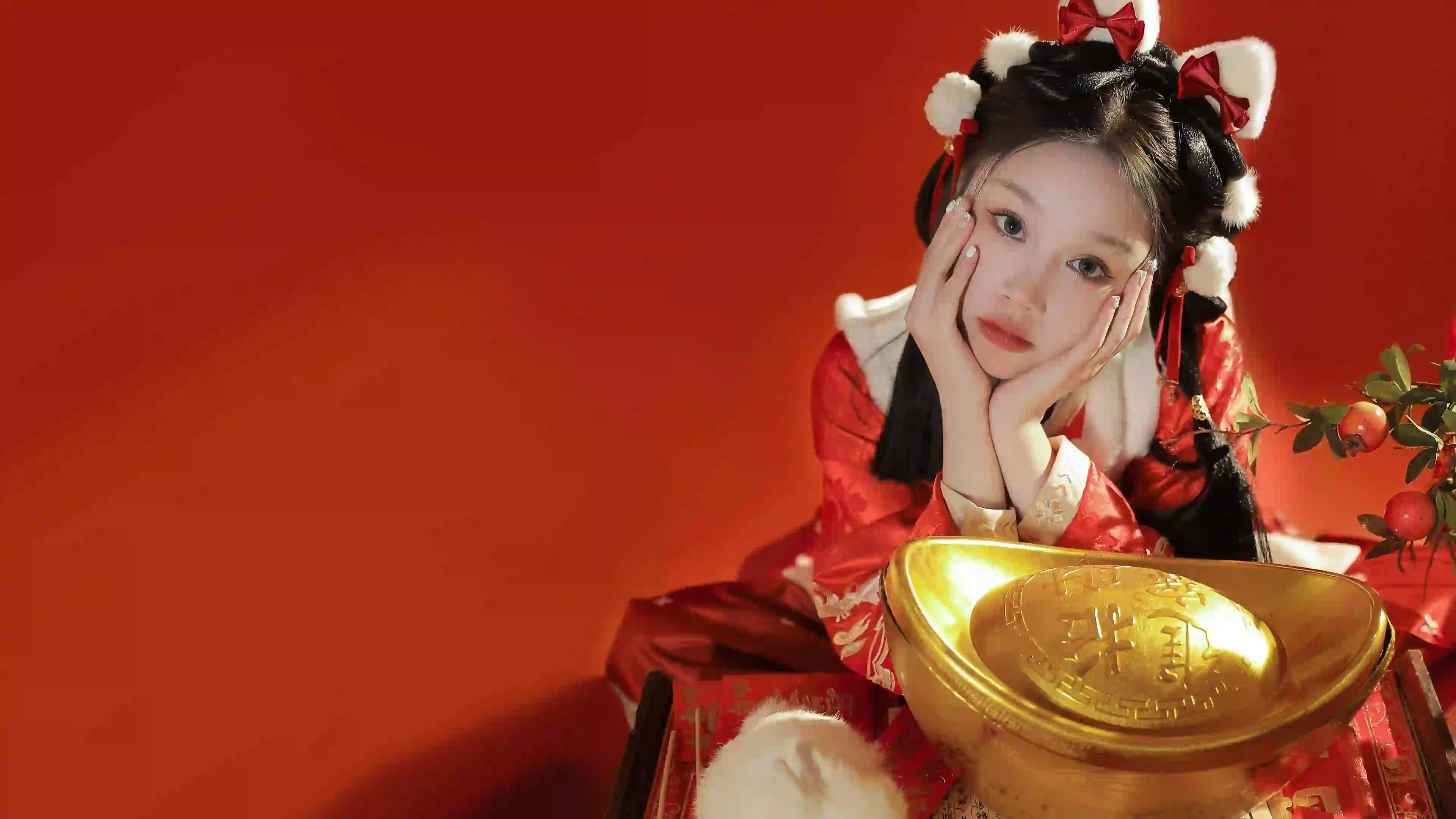 可爱女孩 长发可爱女孩 写真 喜庆