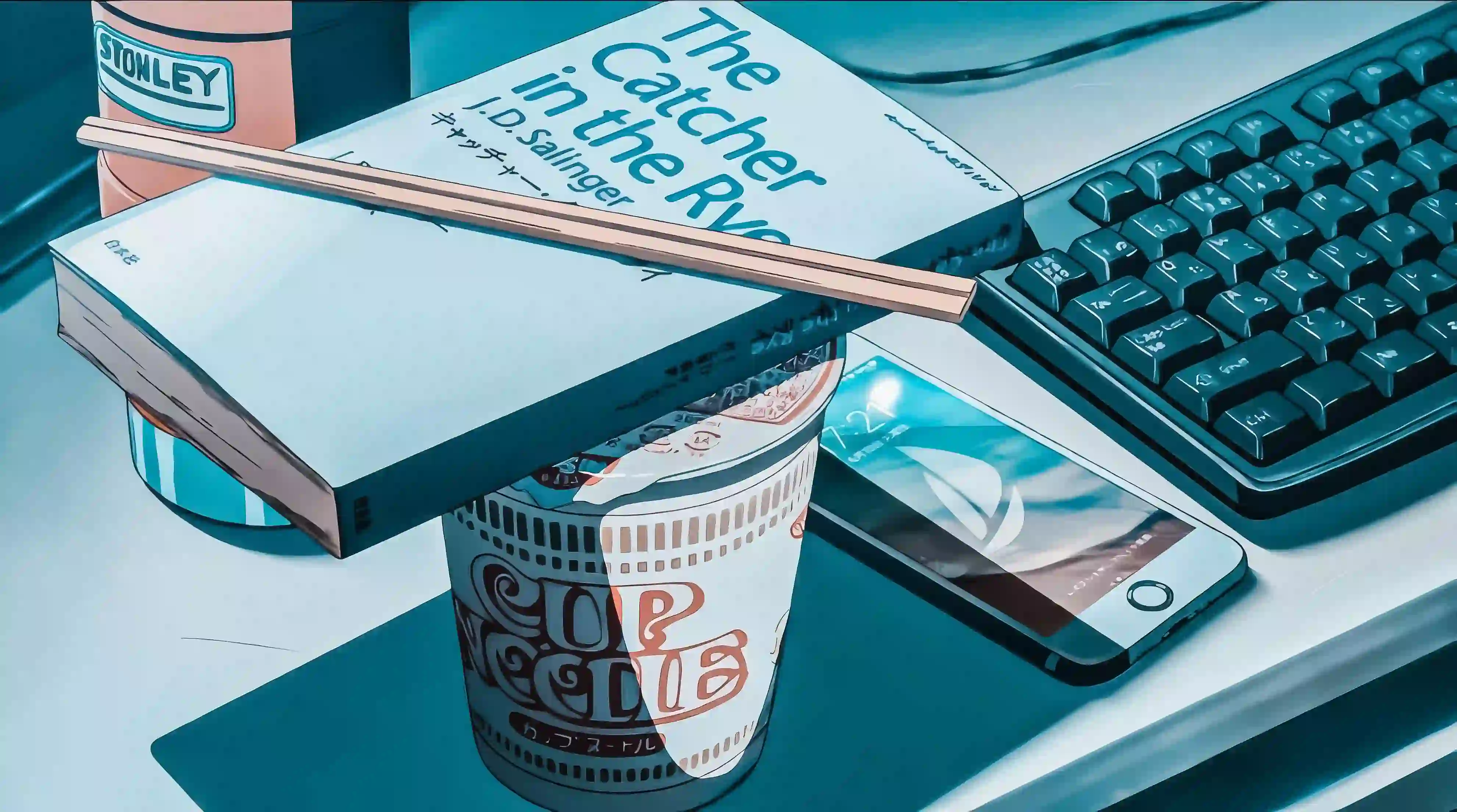电脑桌面 咖啡杯 键盘
