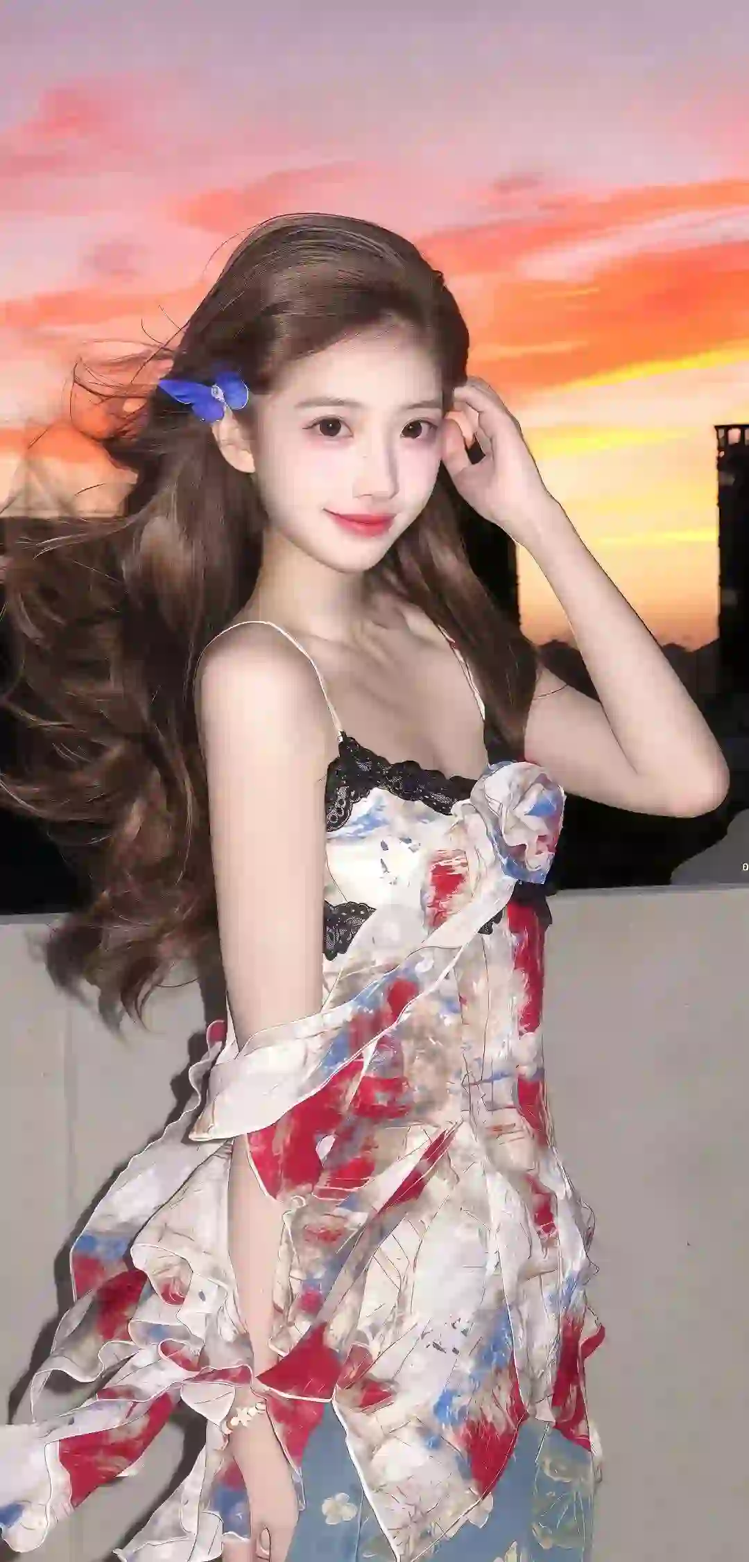 吊带长裙 性感美女 户外写真