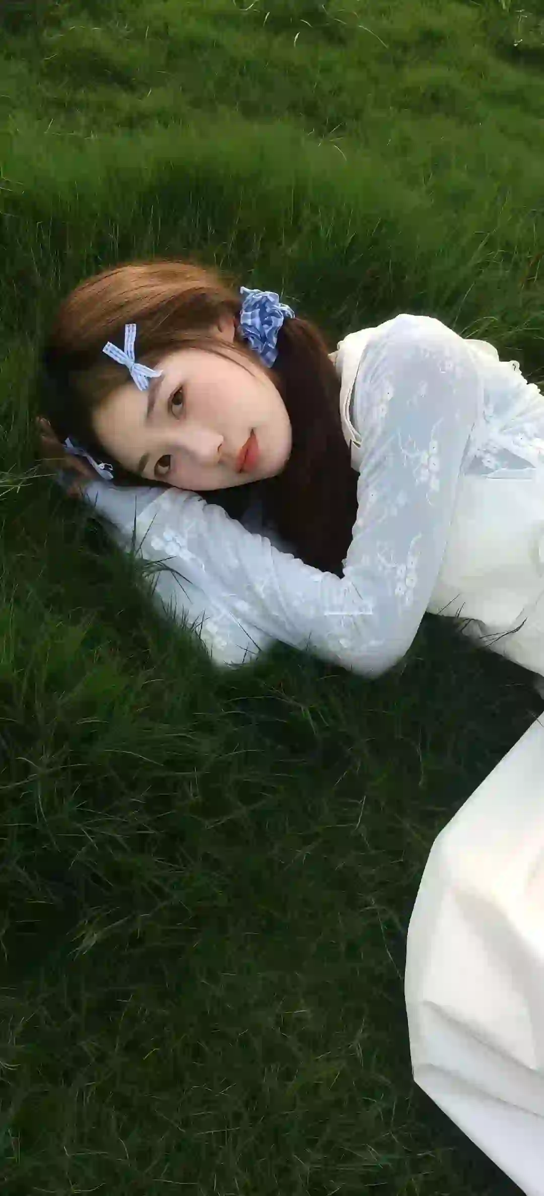 躺在草坪上的清纯美女 户外 小清新 清纯
