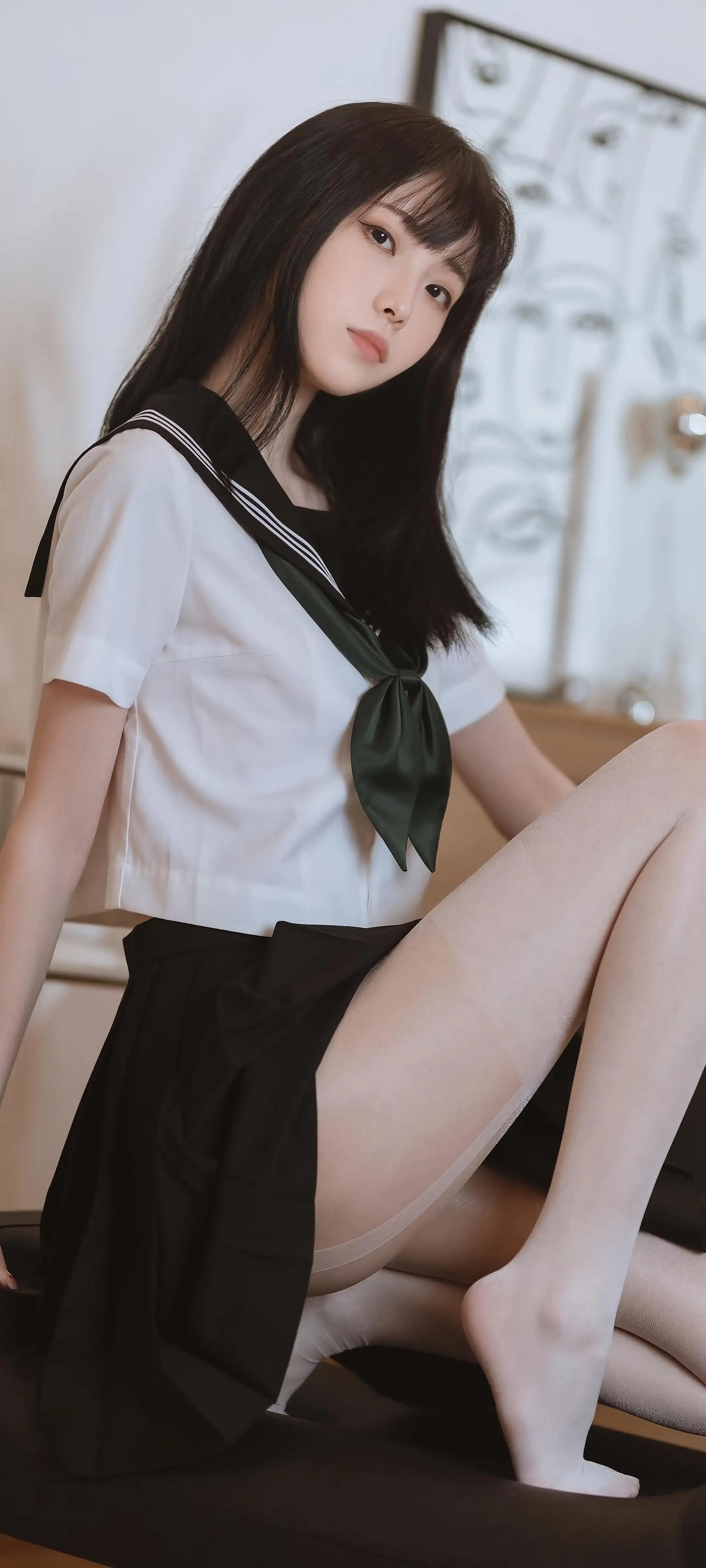 长发白丝jk美女｜长腿美女