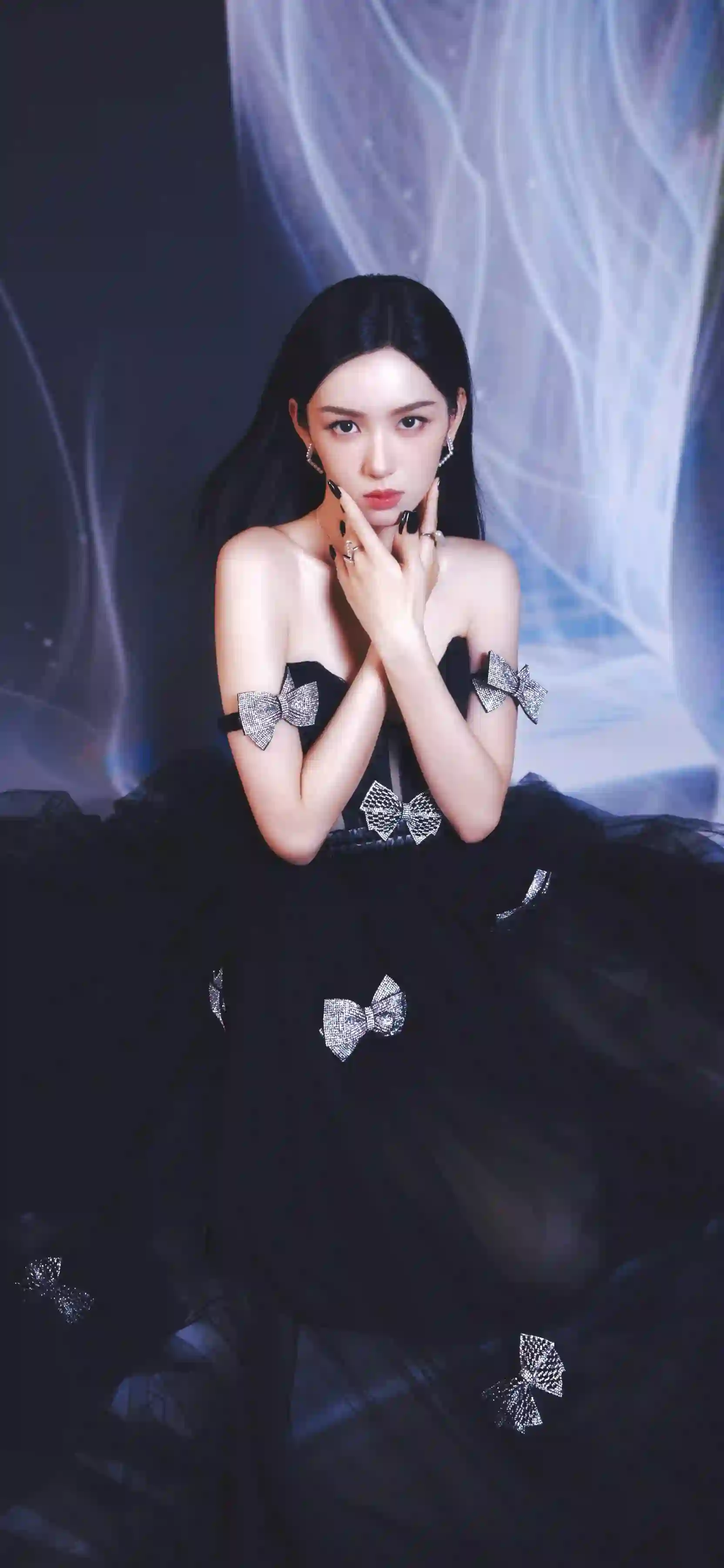 黑色长裙 性感美女明星 周也