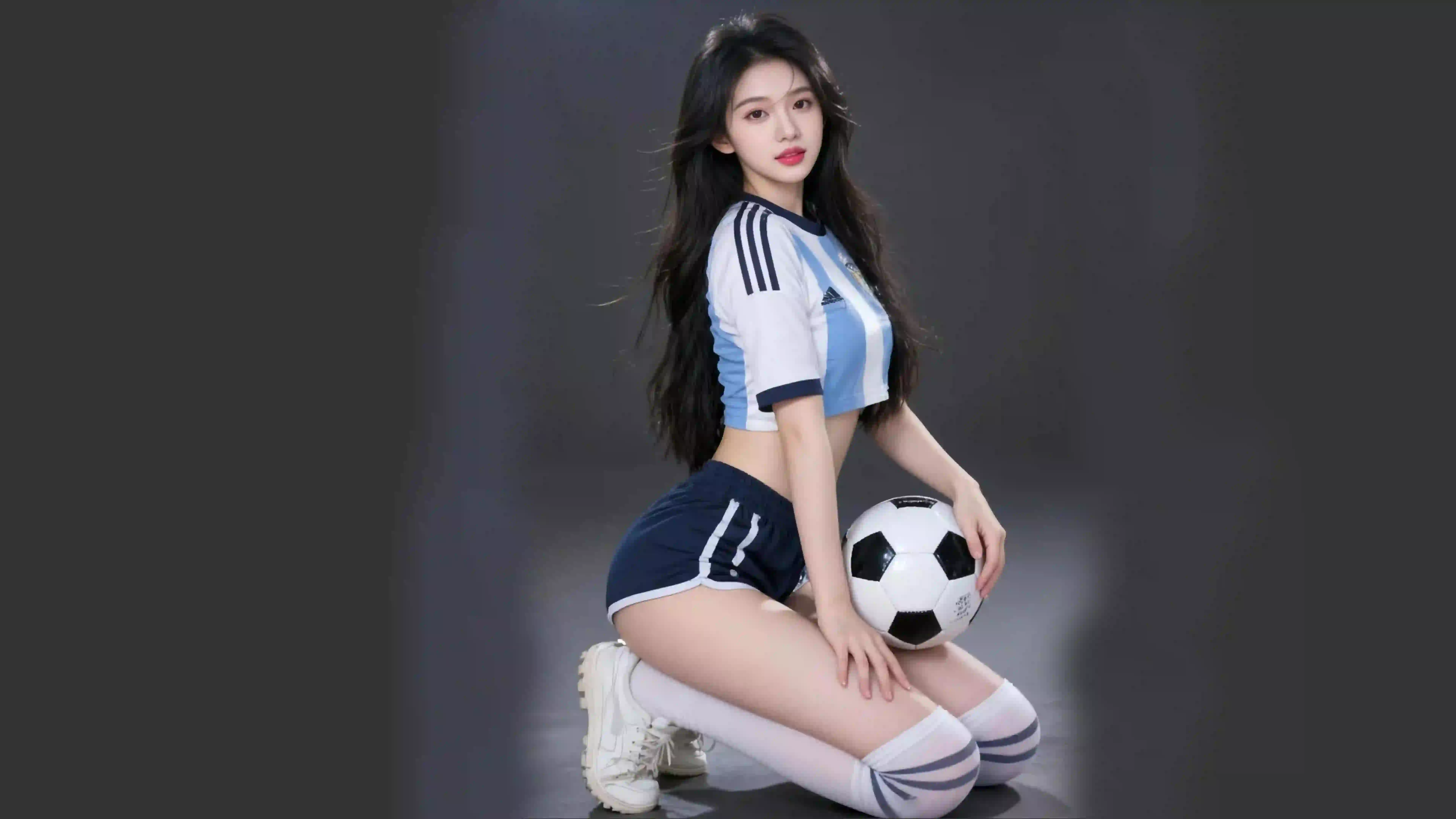 足球 长发性感美女 短裤 长腿美女