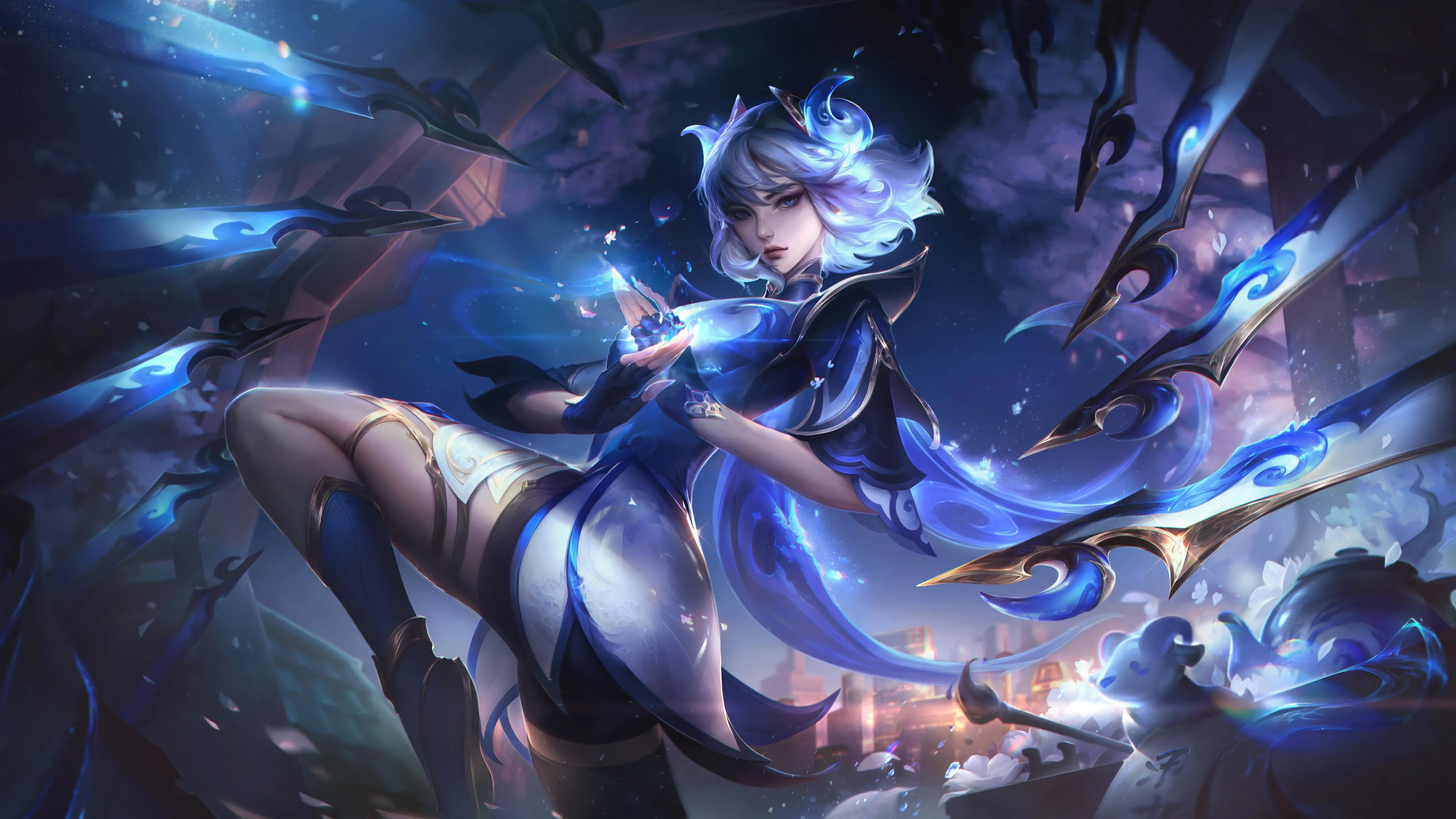 刀锋舞者 青花瓷 艾瑞莉娅 LOL 英雄联盟 8K高清壁纸 