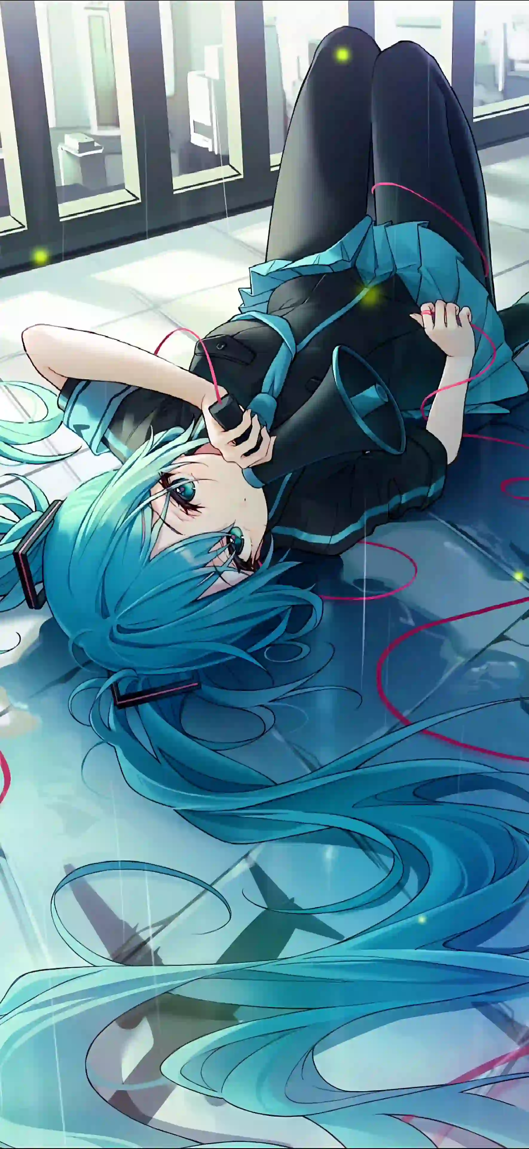 躺在地板上的动漫女孩 初音未来