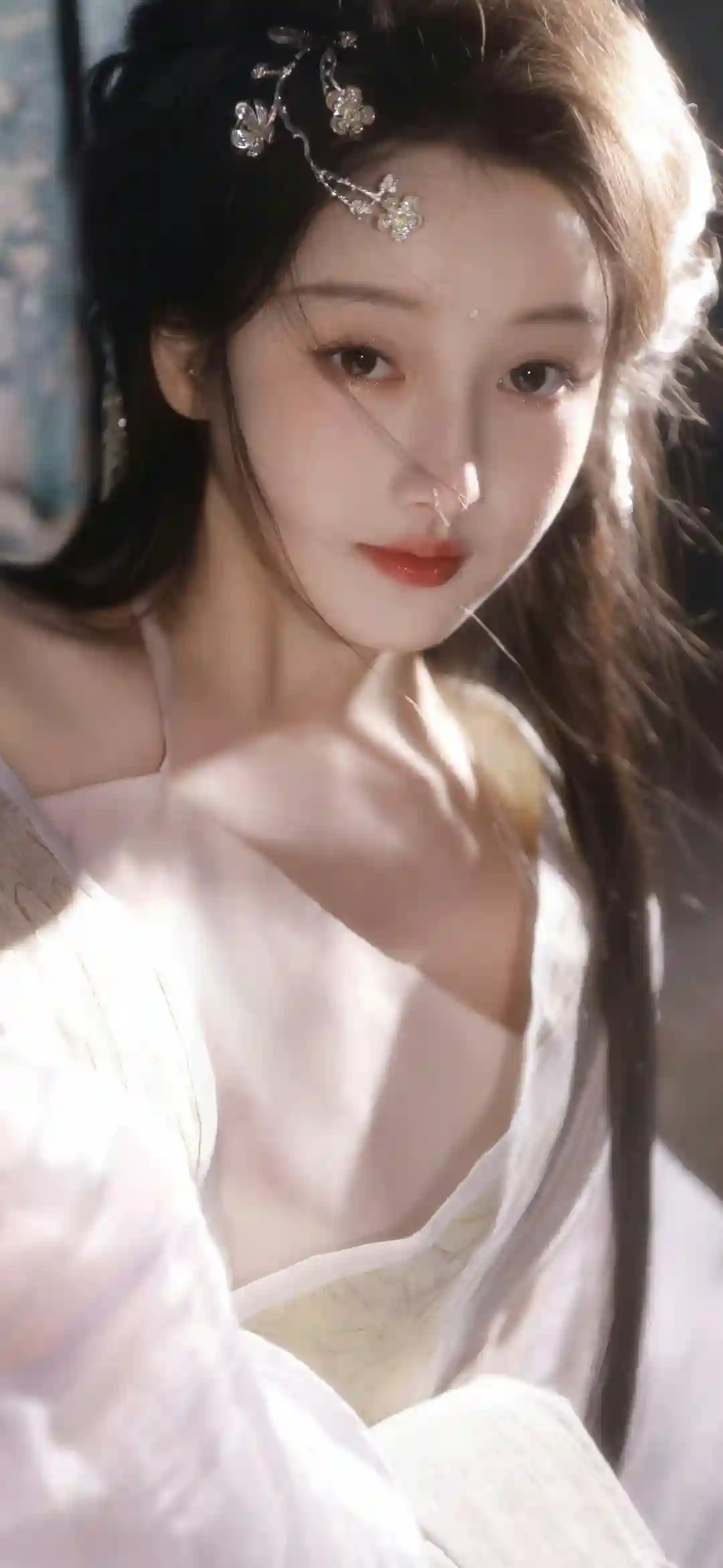 长发白裙美女 古典 阳关 白裙 汉服古风美女