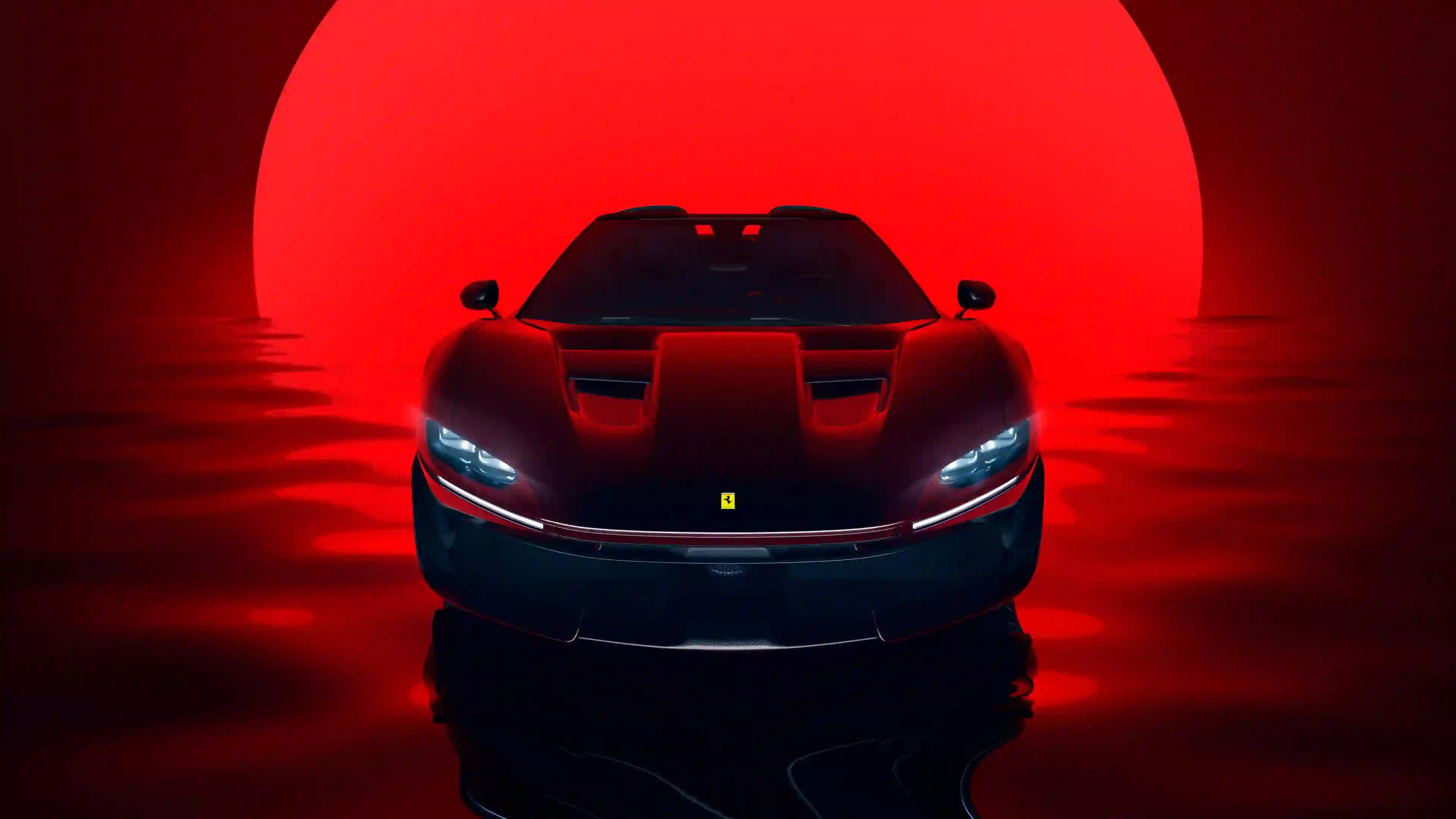 ferrari 红色 汽车 跑车 太阳 光线 