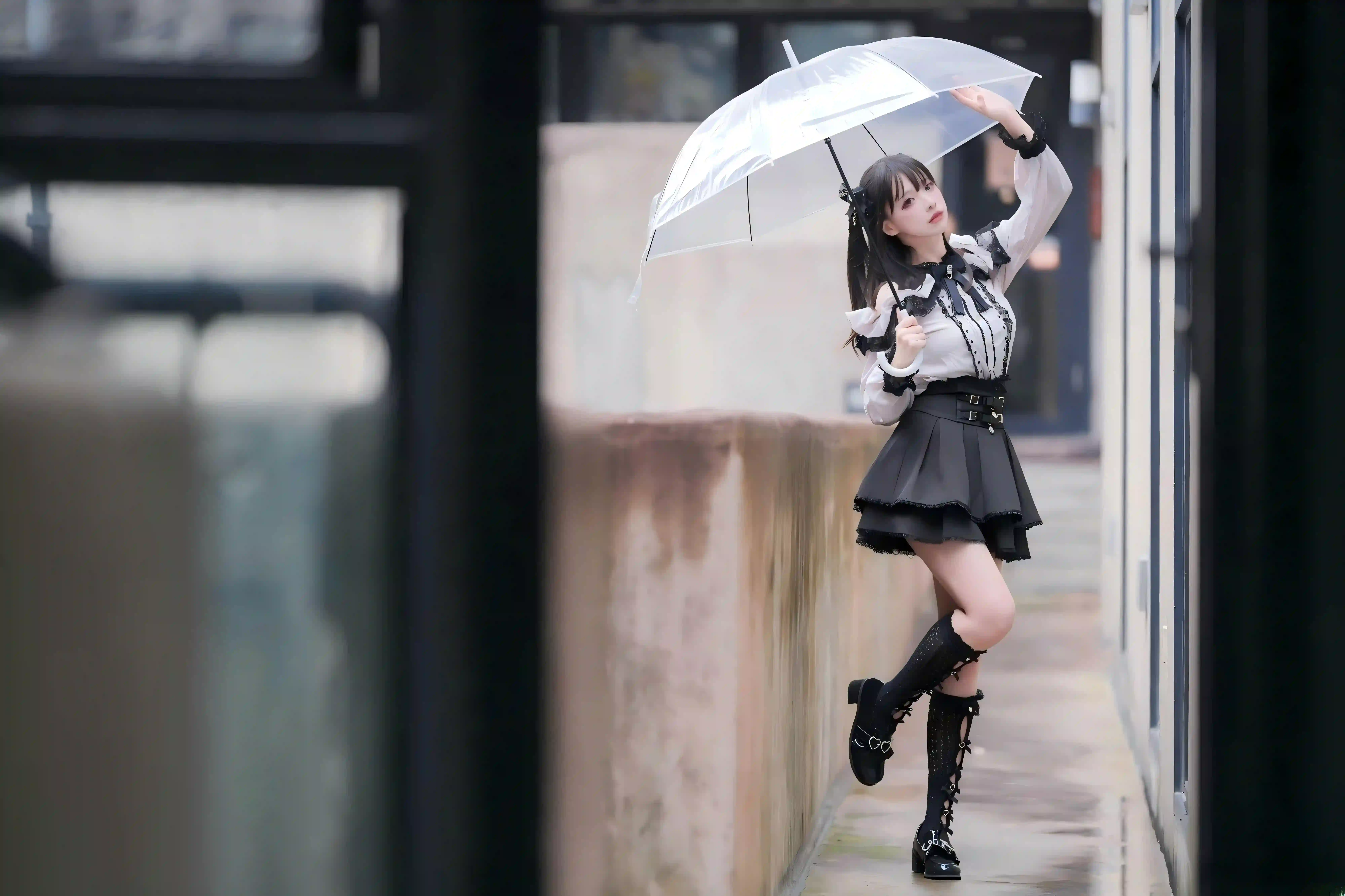 双马尾 制服穿搭 Lolita 户外写真 