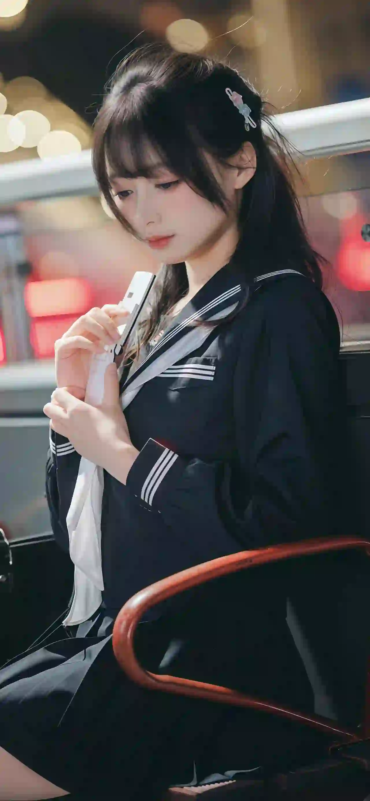 清纯系 长发美女 jk穿搭 